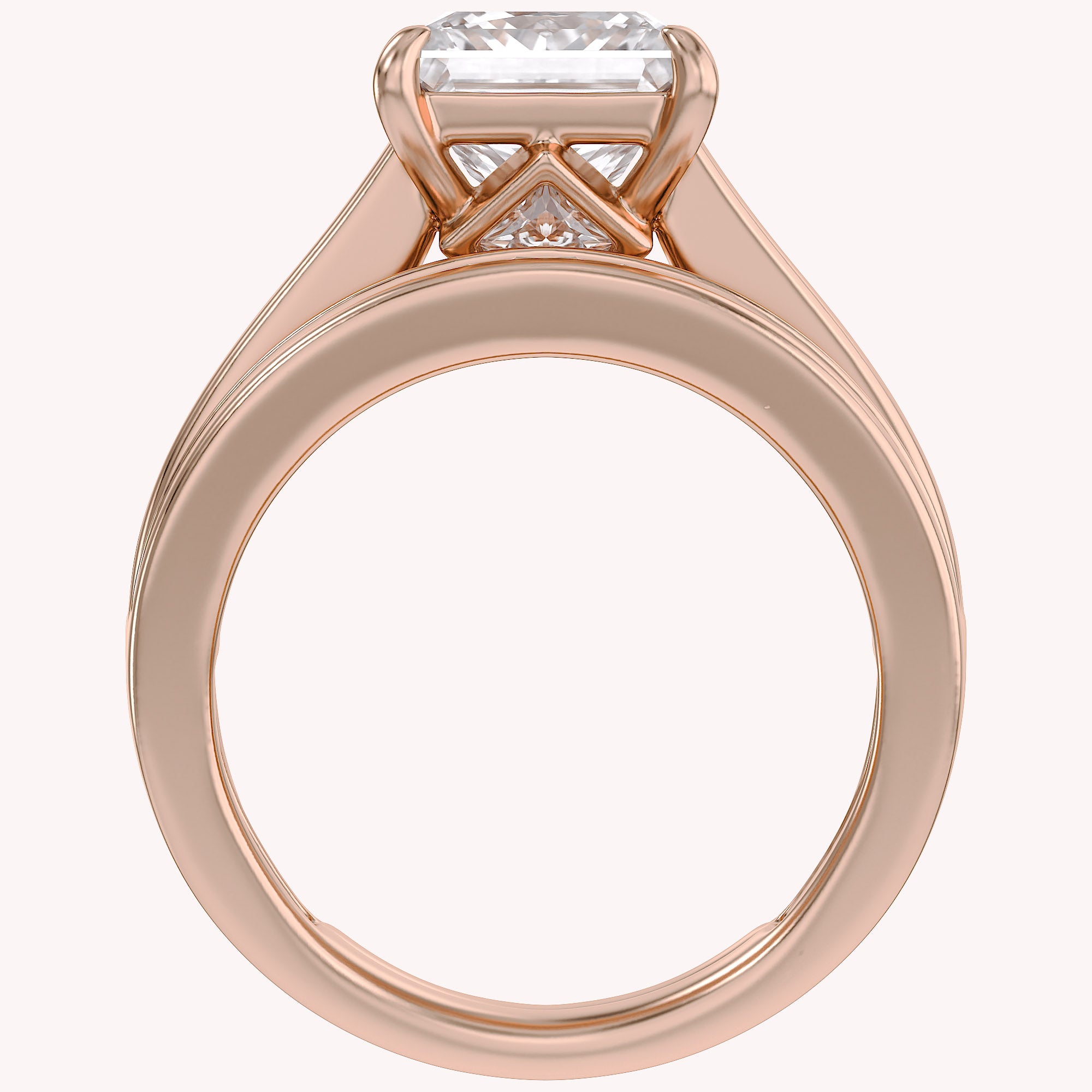Modern Lab Grown Diamond Ring with 7mm Princess Cut Center Stone