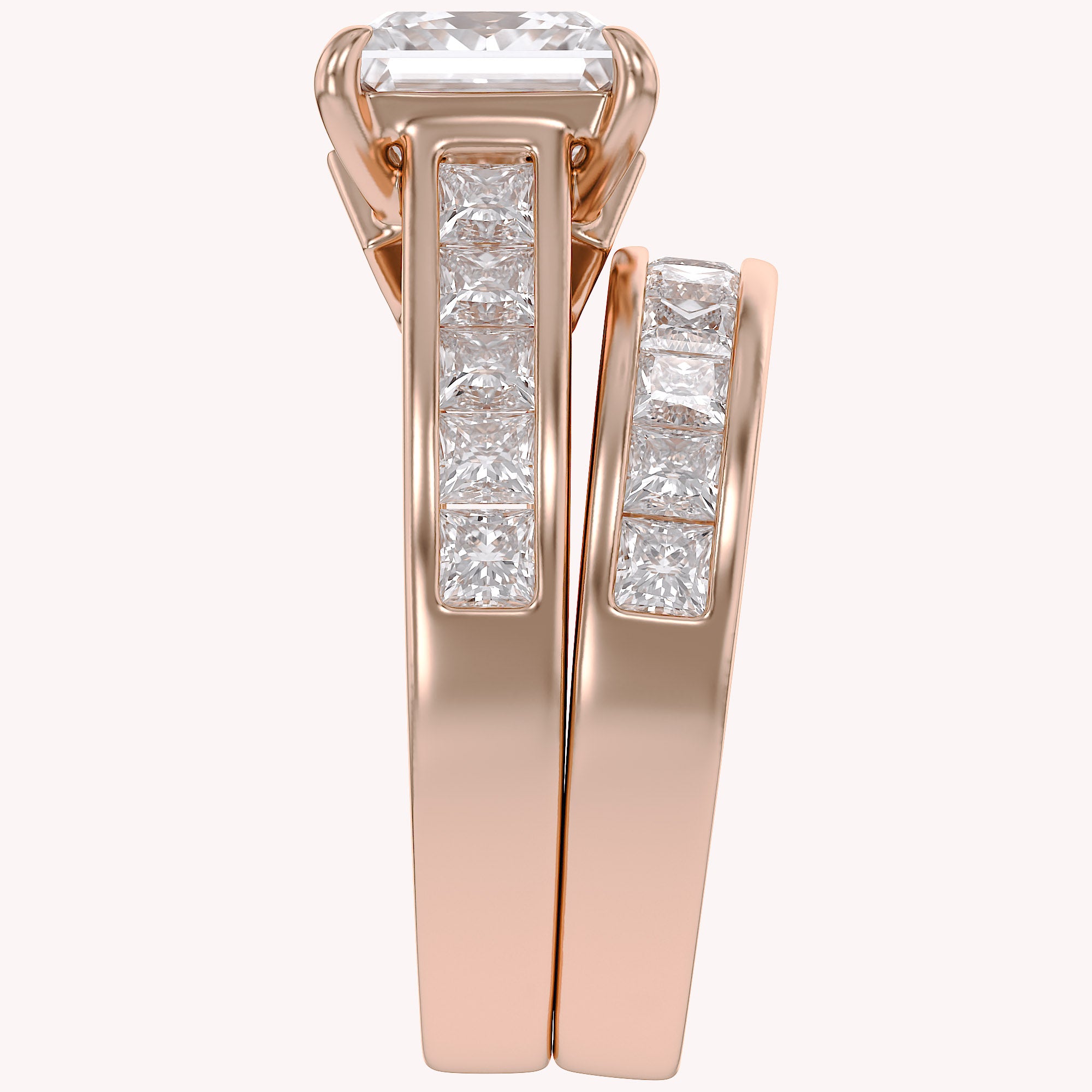Modern Lab Grown Diamond Ring with 7mm Princess Cut Center Stone