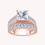 Modern Lab Grown Diamond Ring with 7mm Princess Cut Center Stone