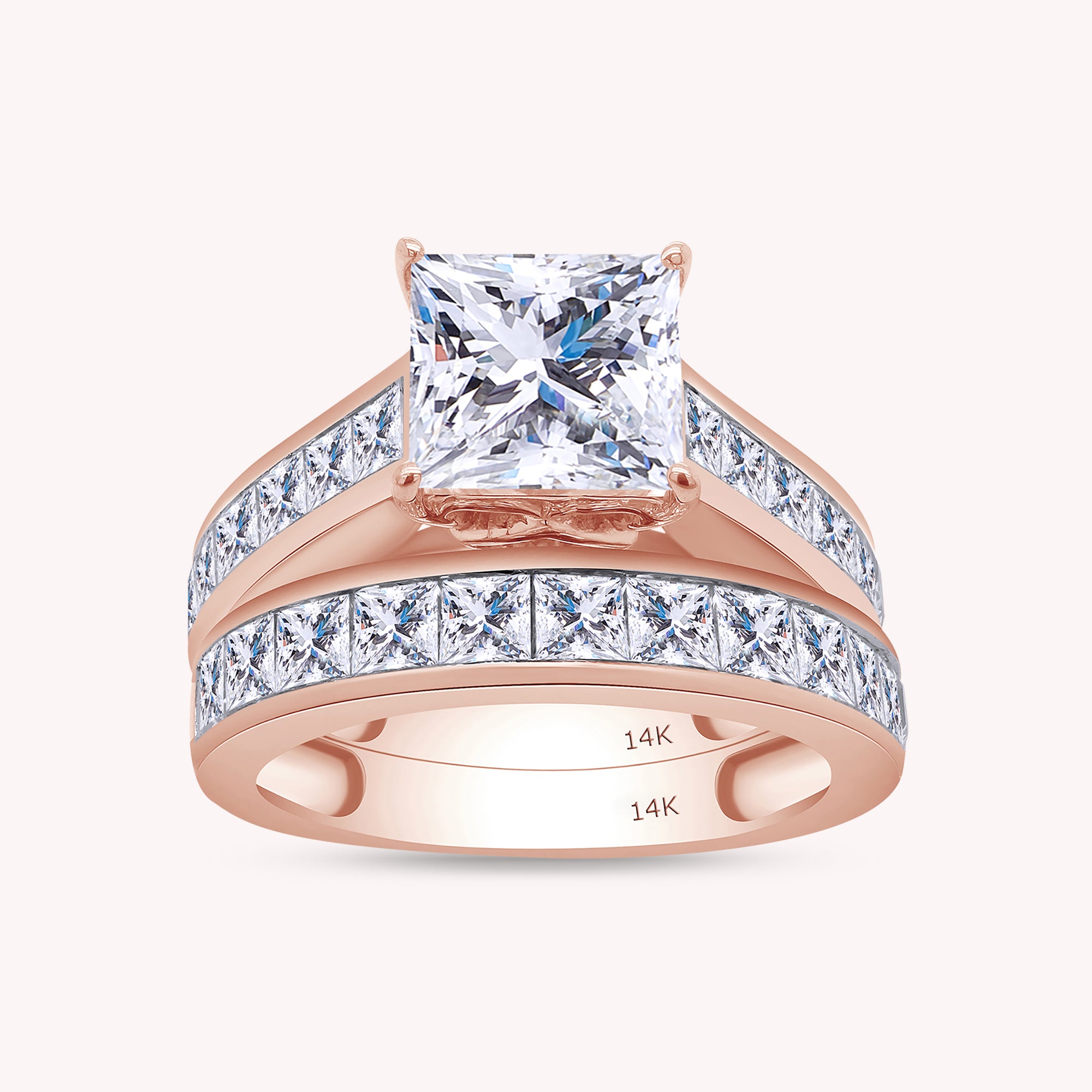 Modern Lab Grown Diamond Ring with 7mm Princess Cut Center Stone