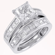 Modern Lab Grown Diamond Ring with 7mm Princess Cut Center Stone