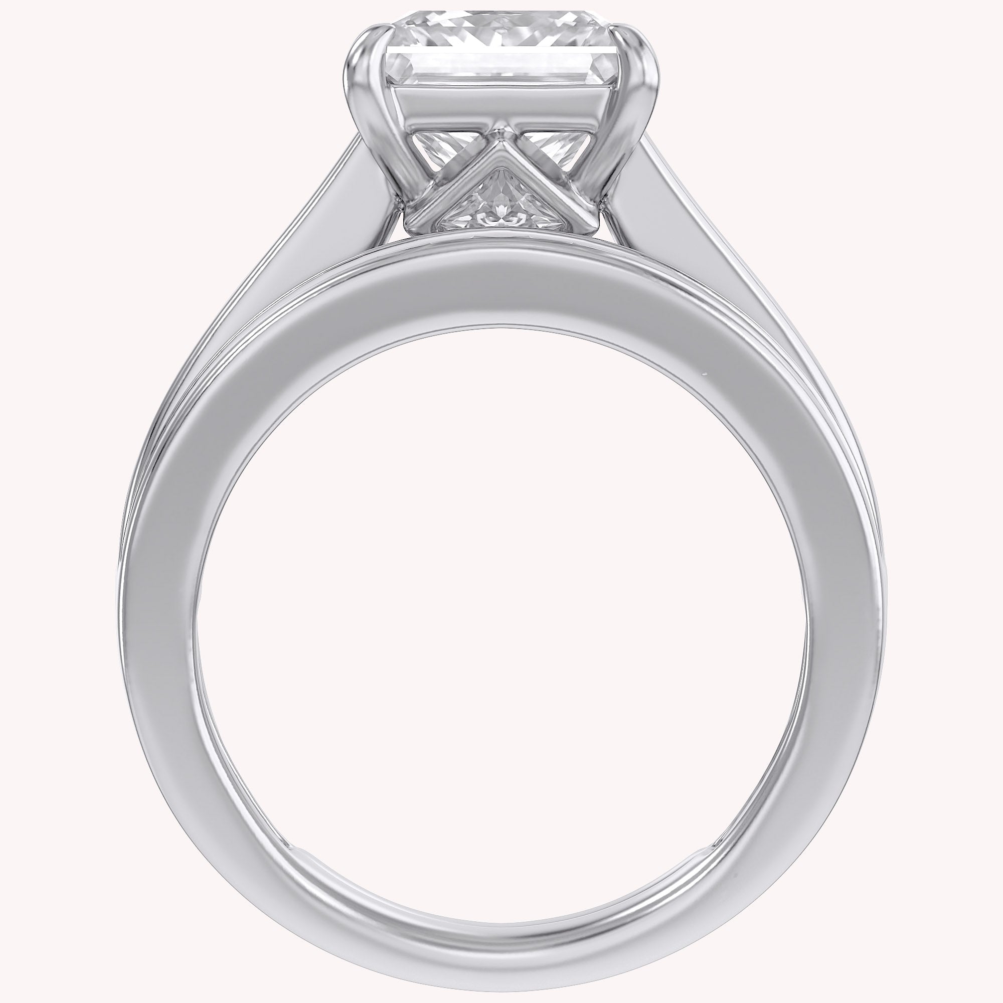 Modern Lab Grown Diamond Ring with 7mm Princess Cut Center Stone