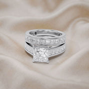 Modern Lab Grown Diamond Ring with 7mm Princess Cut Center Stone