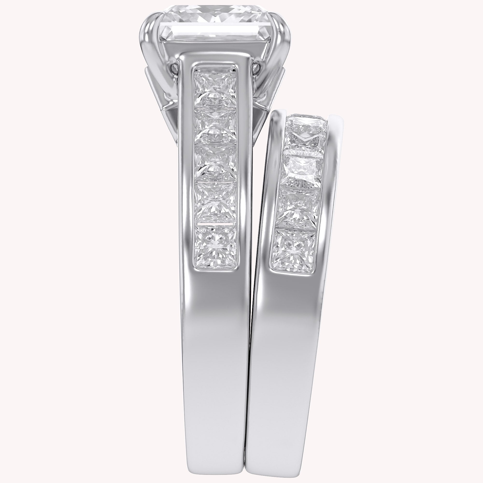 Modern Lab Grown Diamond Ring with 7mm Princess Cut Center Stone