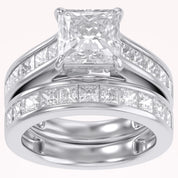 Modern Lab Grown Diamond Ring with 7mm Princess Cut Center Stone