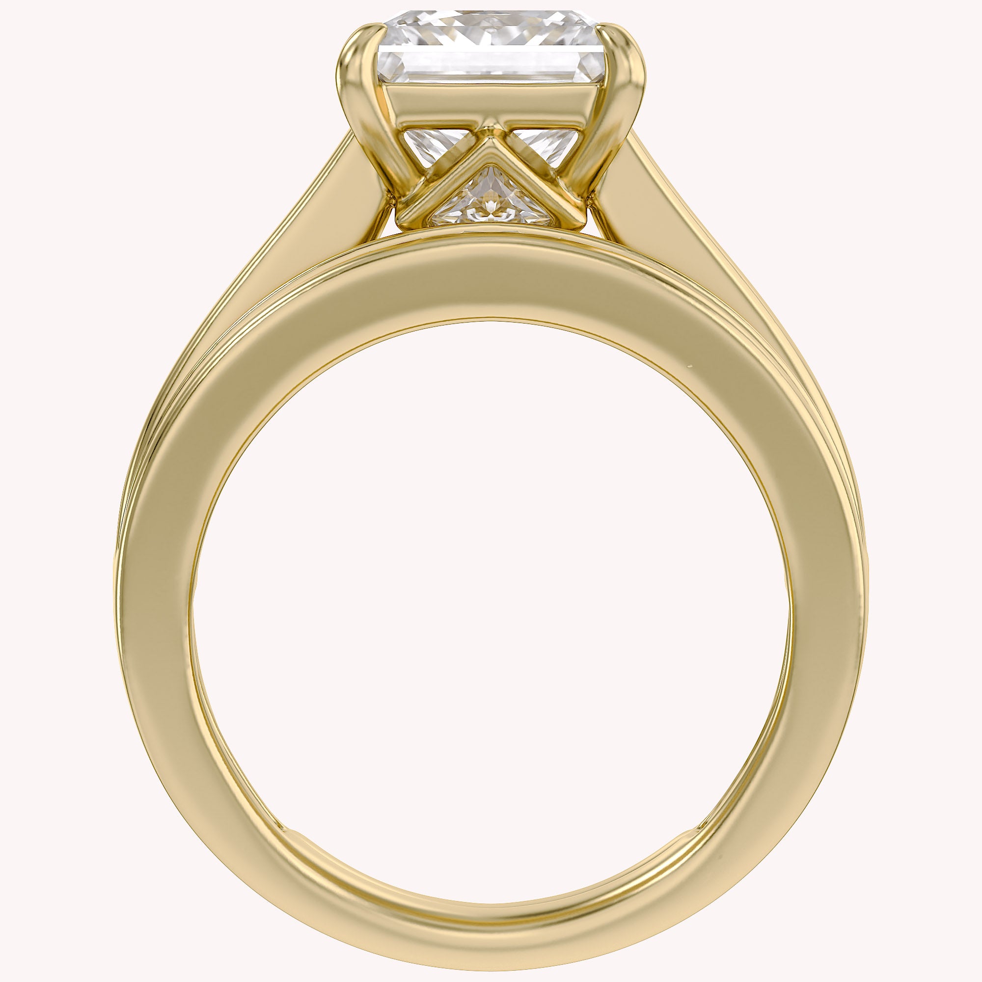 Modern Lab Grown Diamond Ring with 7mm Princess Cut Center Stone