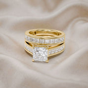 Modern Lab Grown Diamond Ring with 7mm Princess Cut Center Stone