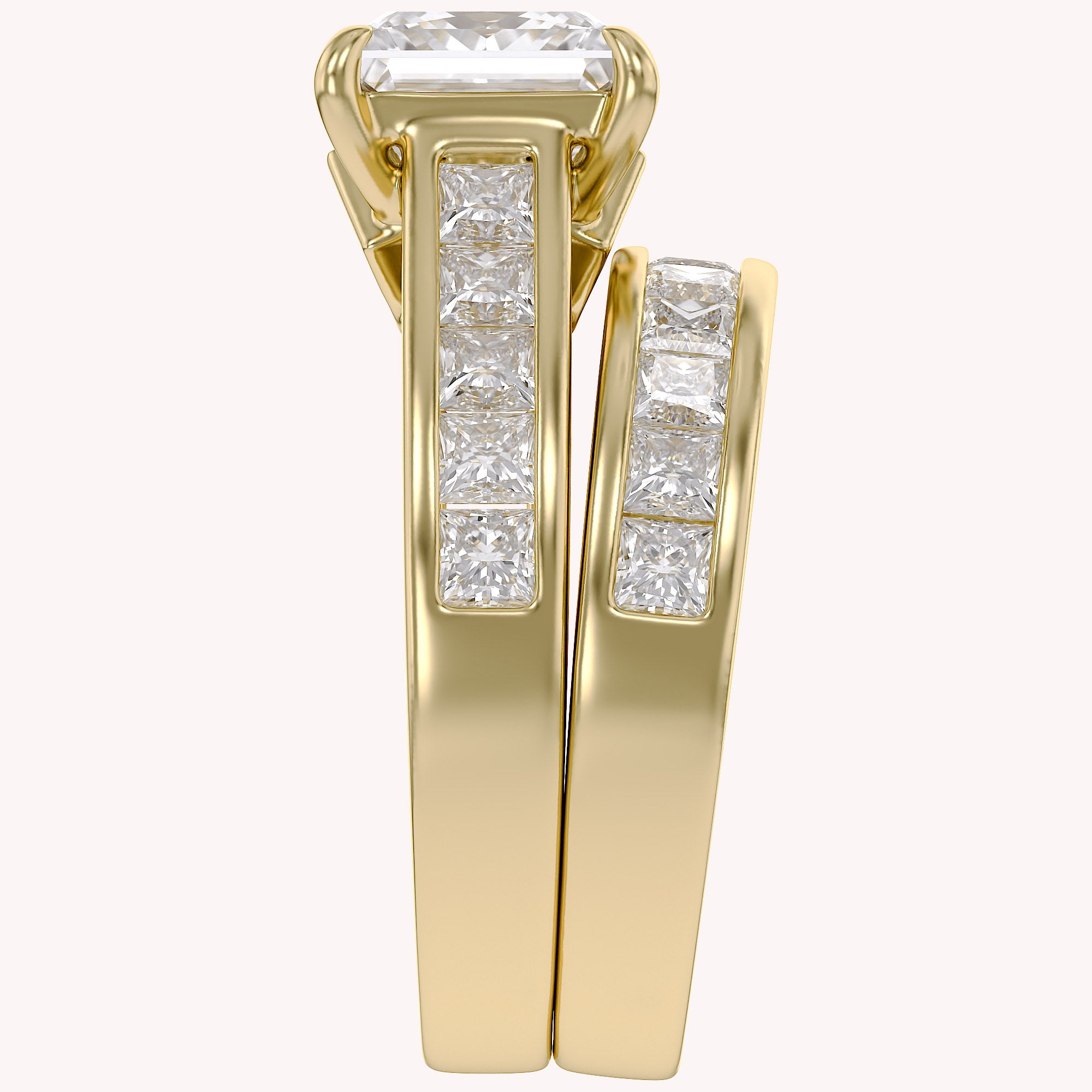 Modern Lab Grown Diamond Ring with 7mm Princess Cut Center Stone