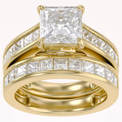 Modern Lab Grown Diamond Ring with 7mm Princess Cut Center Stone