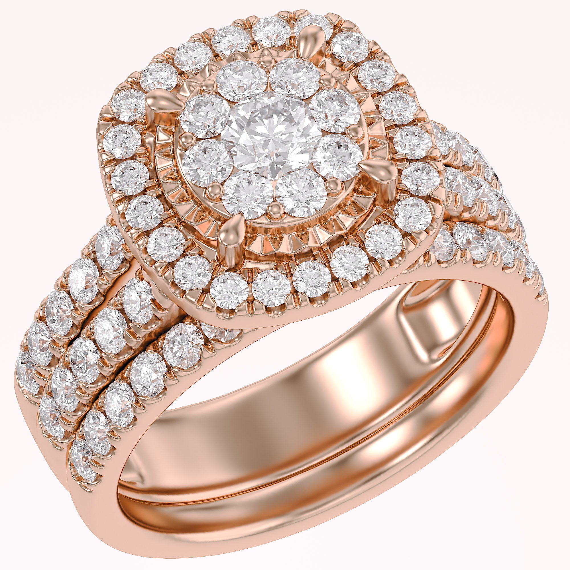 Halo Bridal Set Lab Grown Diamond Ring