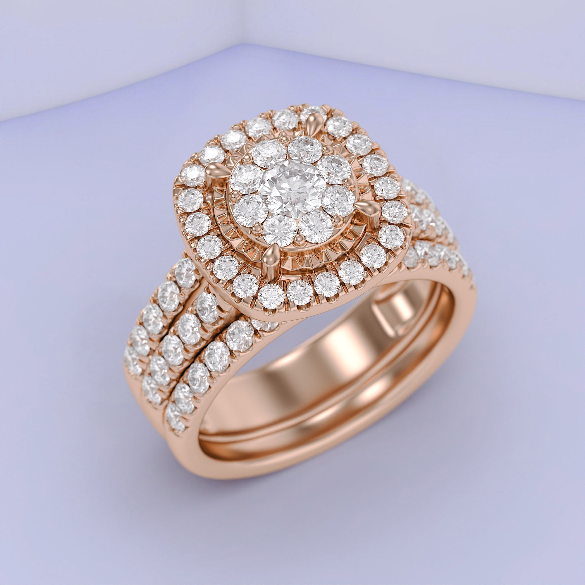 Halo Bridal Set Lab Grown Diamond Ring