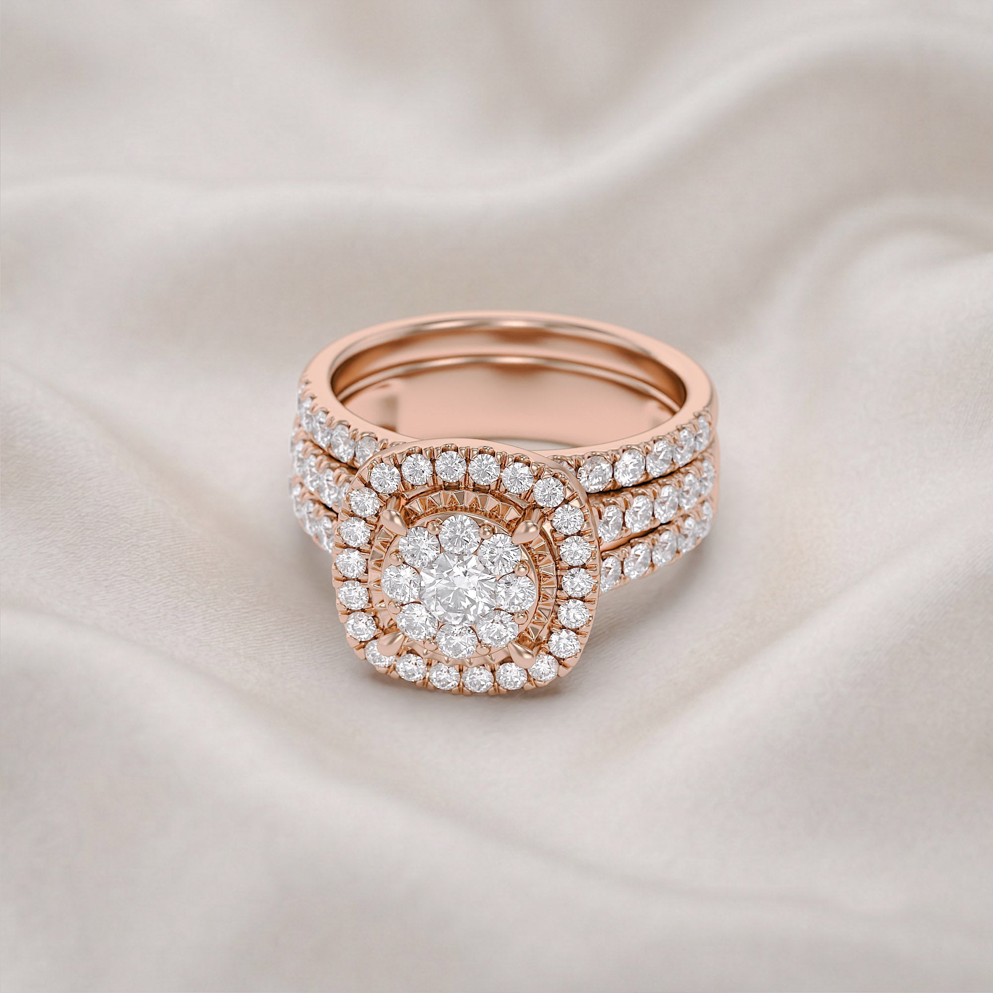 Halo Bridal Set Lab Grown Diamond Ring