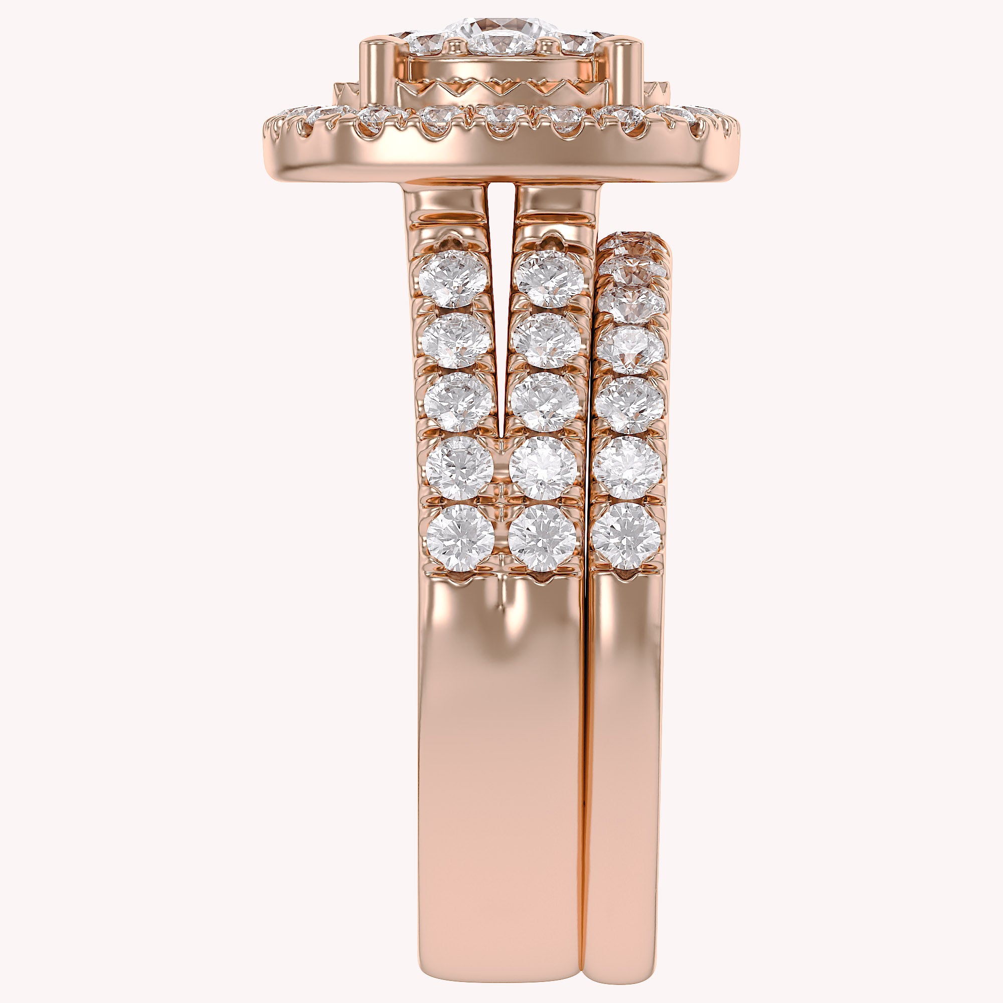 Halo Bridal Set Lab Grown Diamond Ring