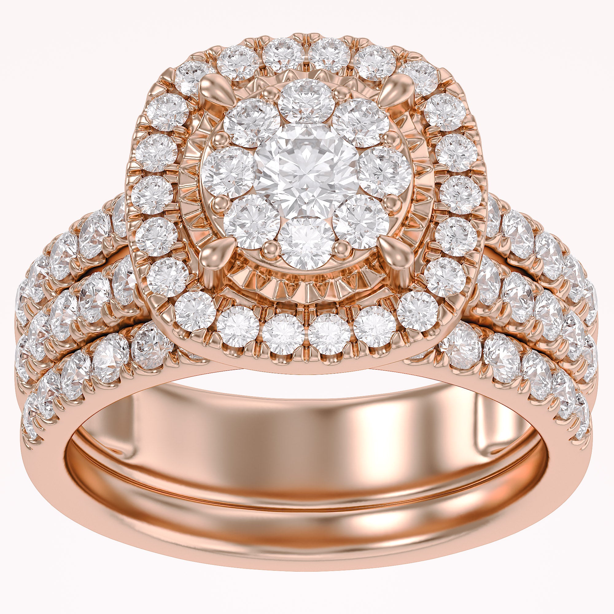 Halo Bridal Set Lab Grown Diamond Ring