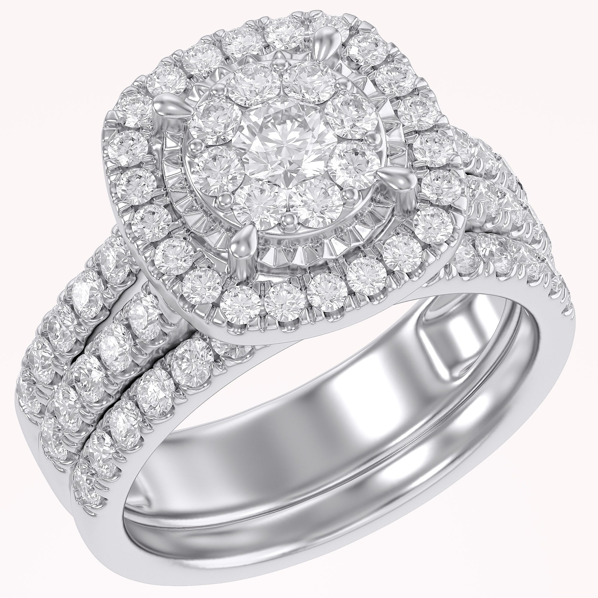 Halo Bridal Set Lab Grown Diamond Ring