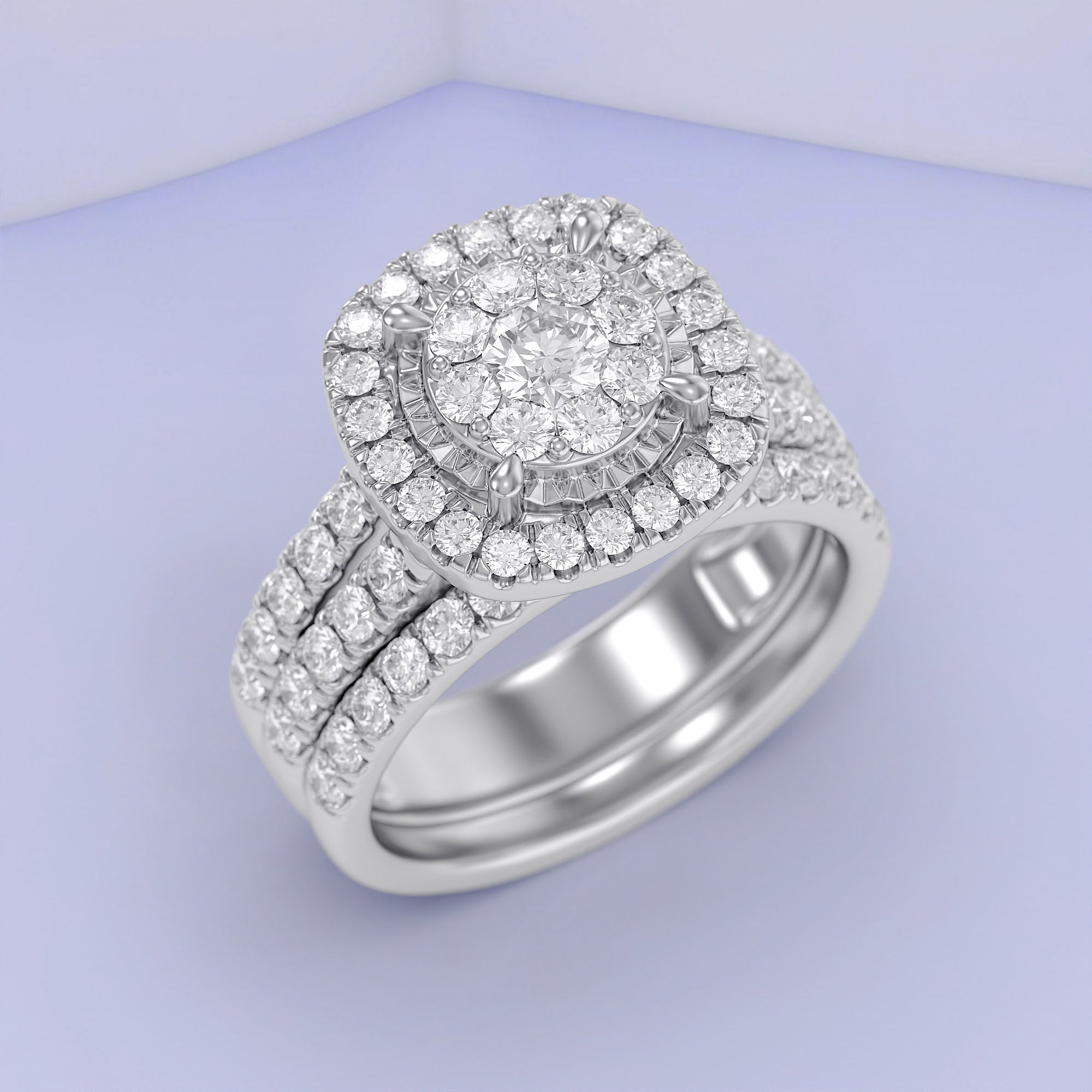 Halo Bridal Set Lab Grown Diamond Ring