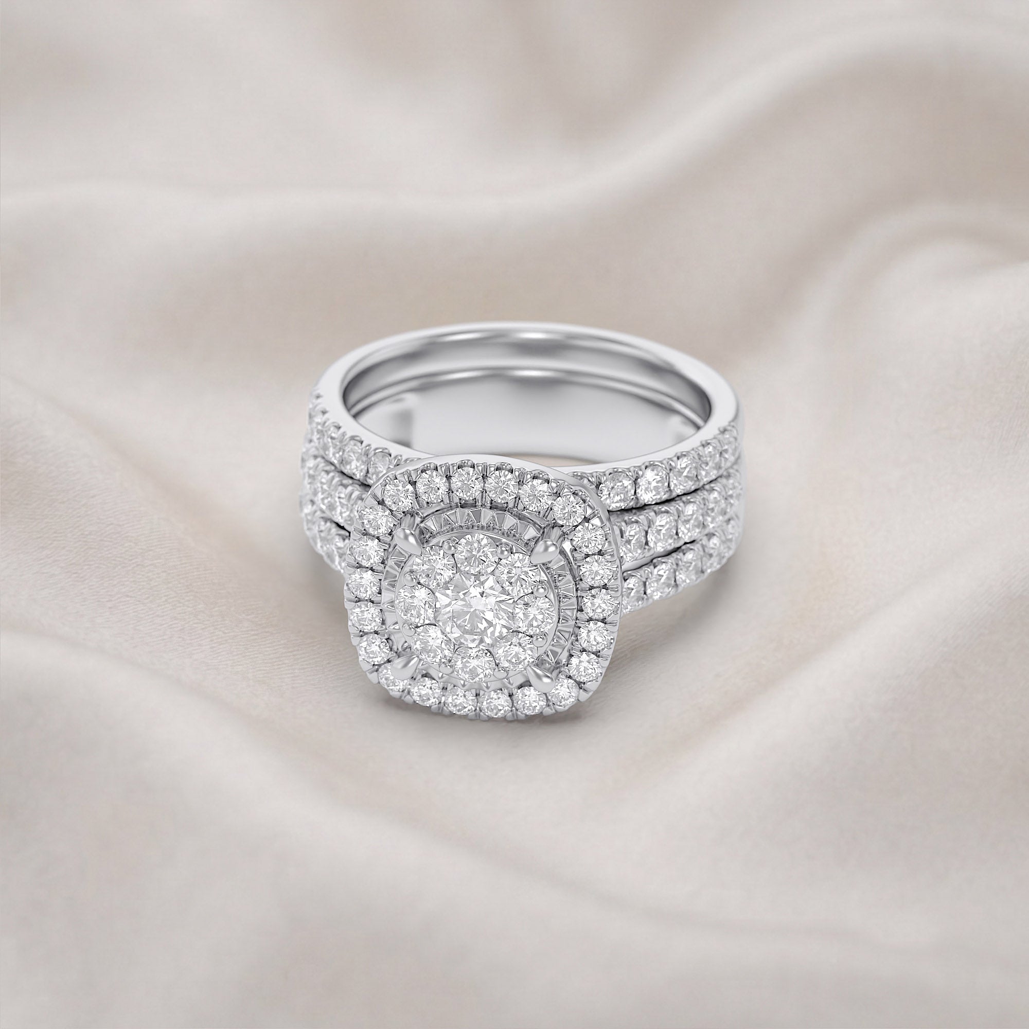 Halo Bridal Set Lab Grown Diamond Ring