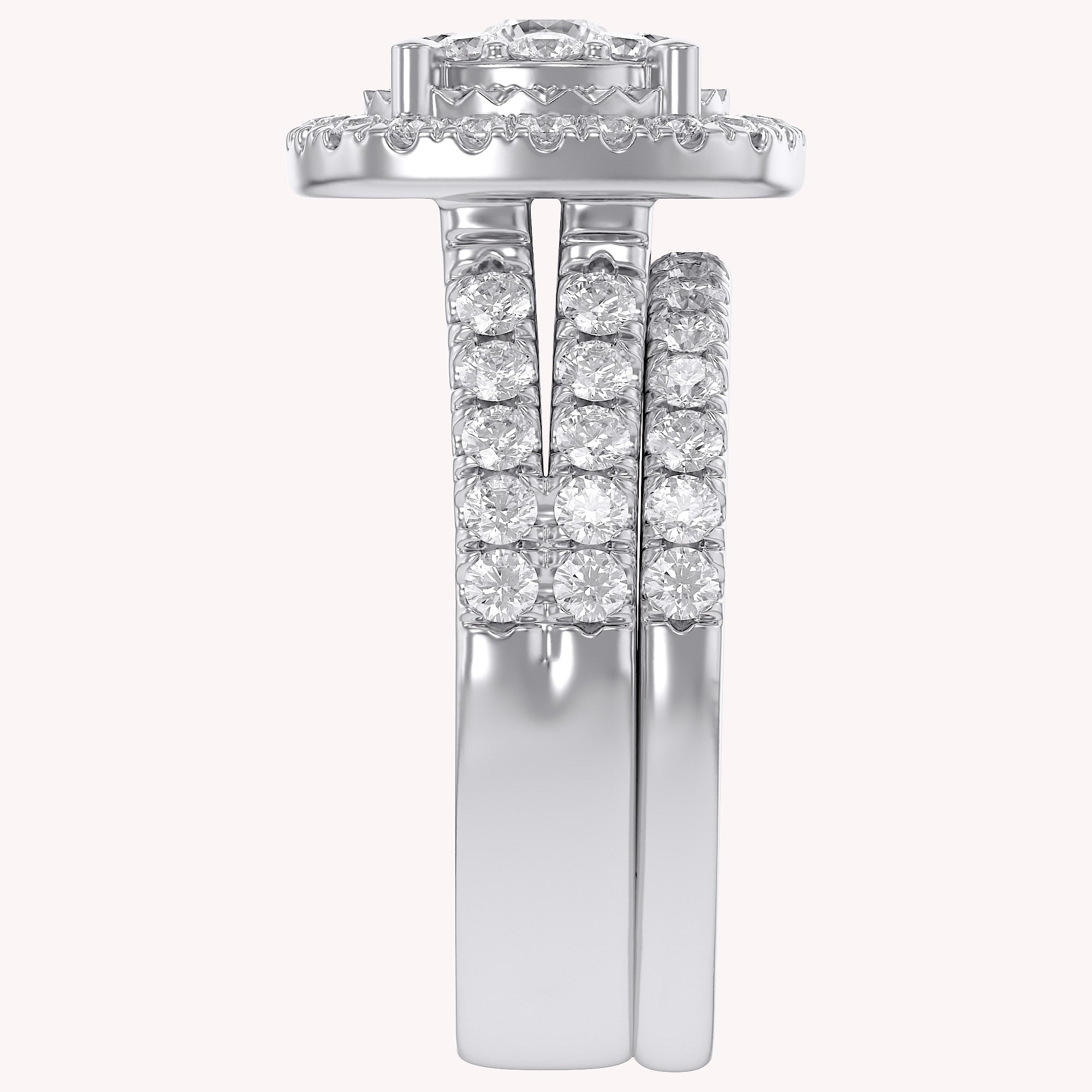Halo Bridal Set Lab Grown Diamond Ring