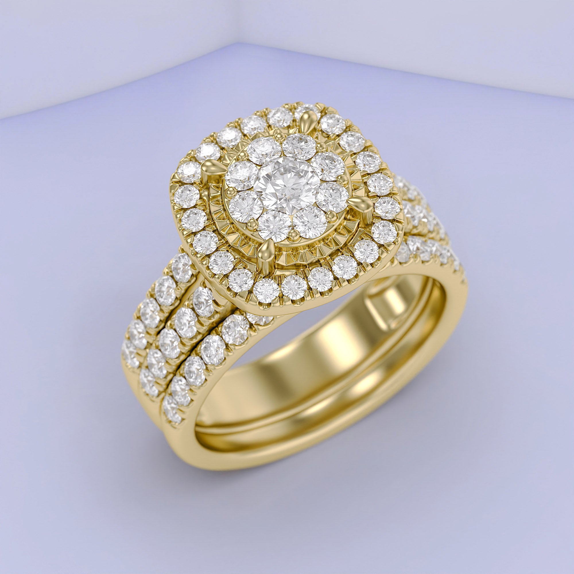 Halo Bridal Set Lab Grown Diamond Ring