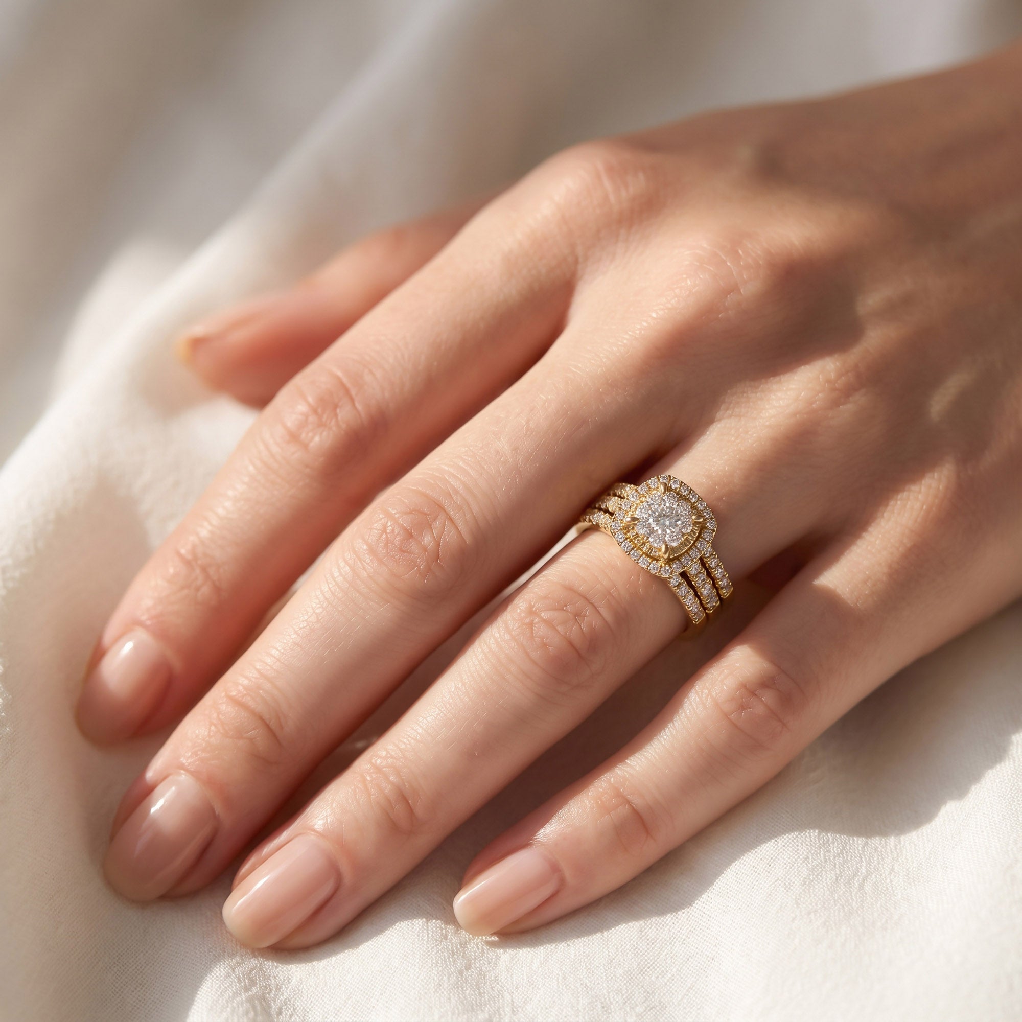 Halo Bridal Set Lab Grown Diamond Ring