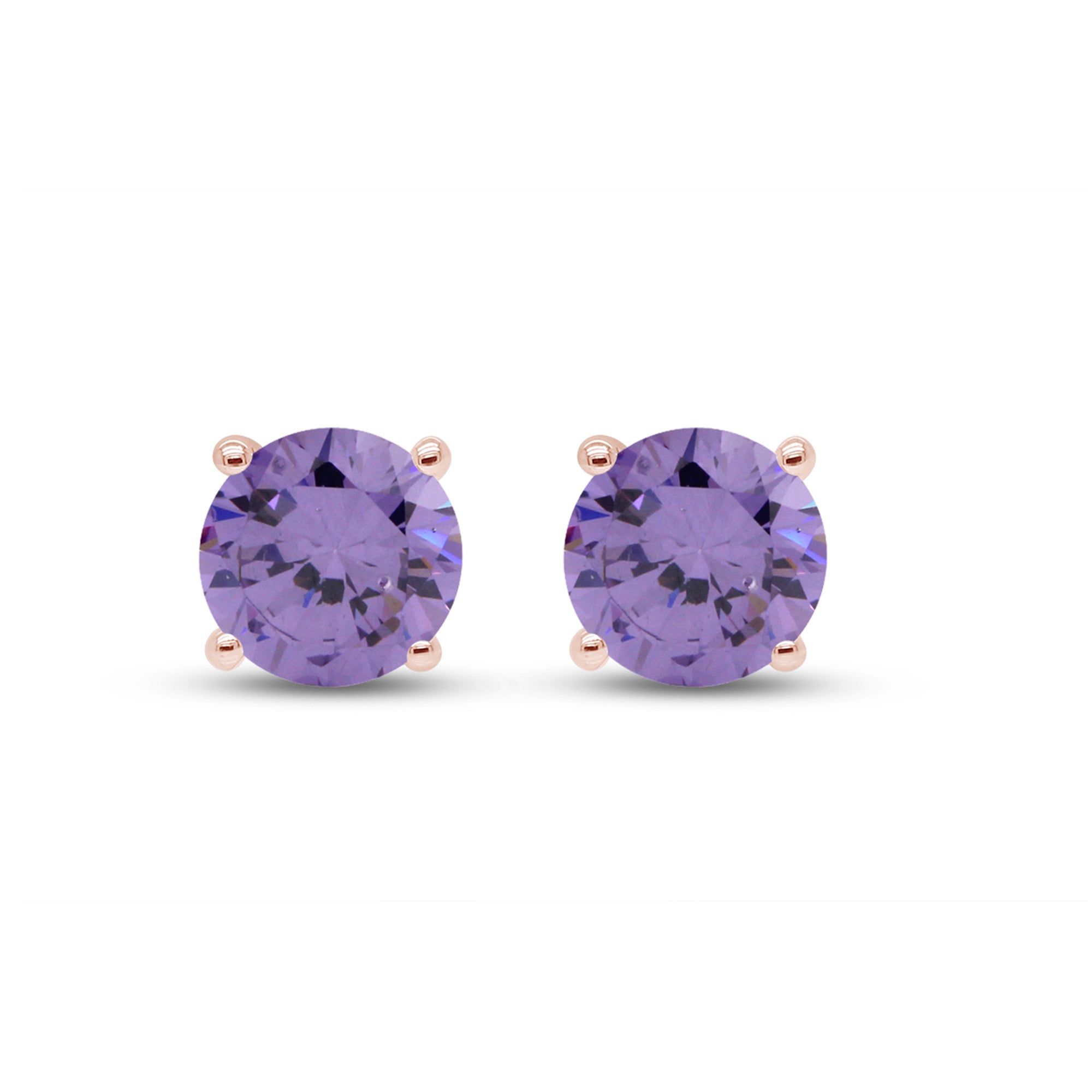 Birthstone Stud Earrings for Women, 4mm Round Simulated Gemstone Studs, Jewelry for Her (0.5 Ct)