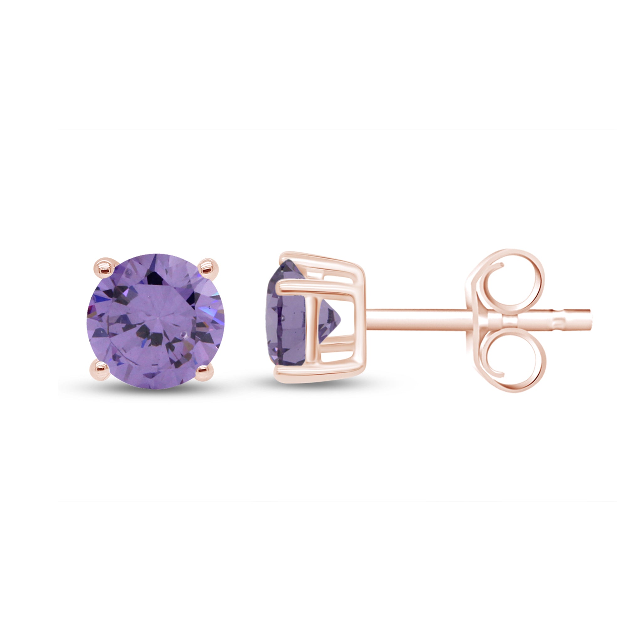 Birthstone Stud Earrings for Women, 4mm Round Simulated Gemstone Studs, Jewelry for Her (0.5 Ct)