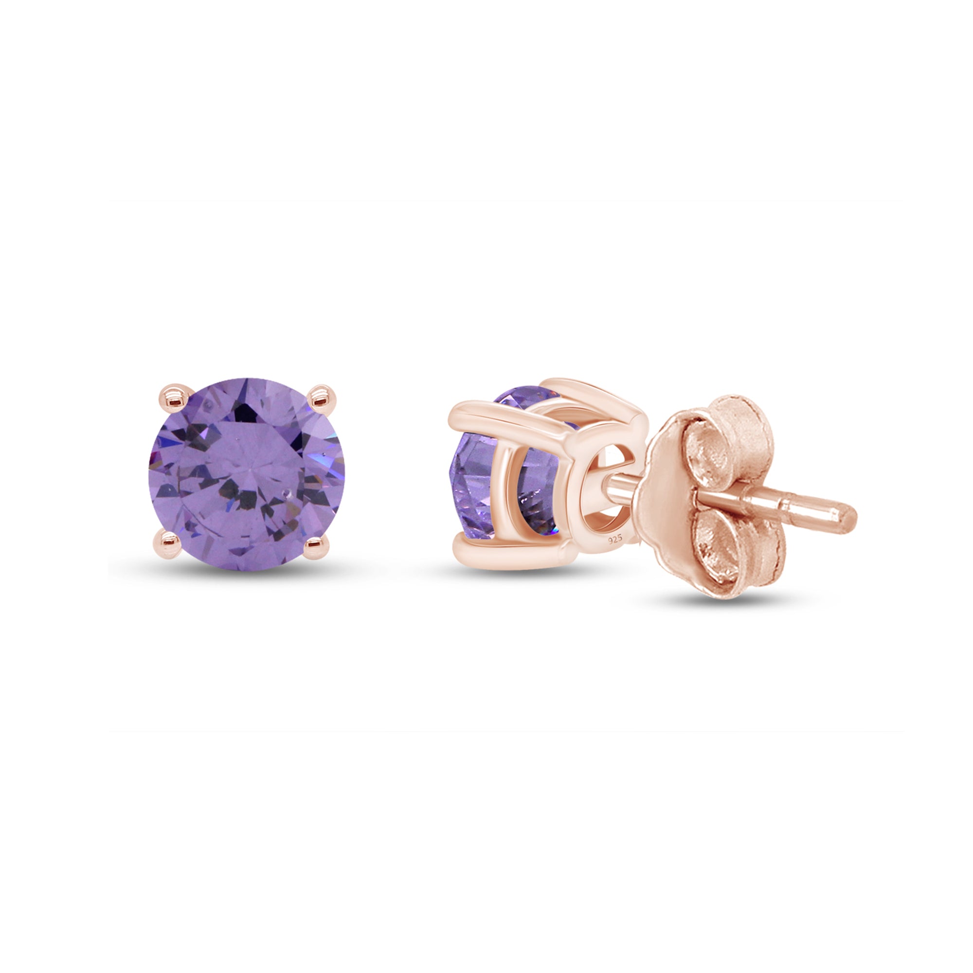 Birthstone Stud Earrings for Women, 4mm Round Simulated Gemstone Studs, Jewelry for Her (0.5 Ct)