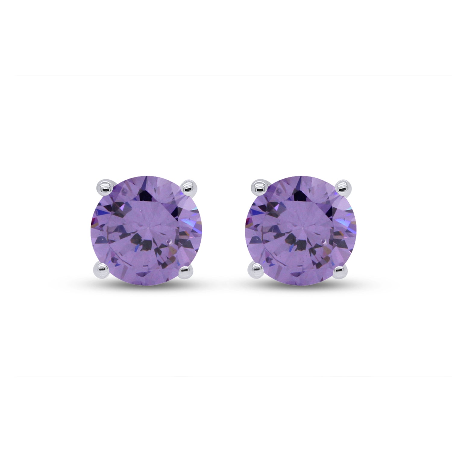 Solitaire Stud Earrings Simulated Birthstone 925 Sterling Silver