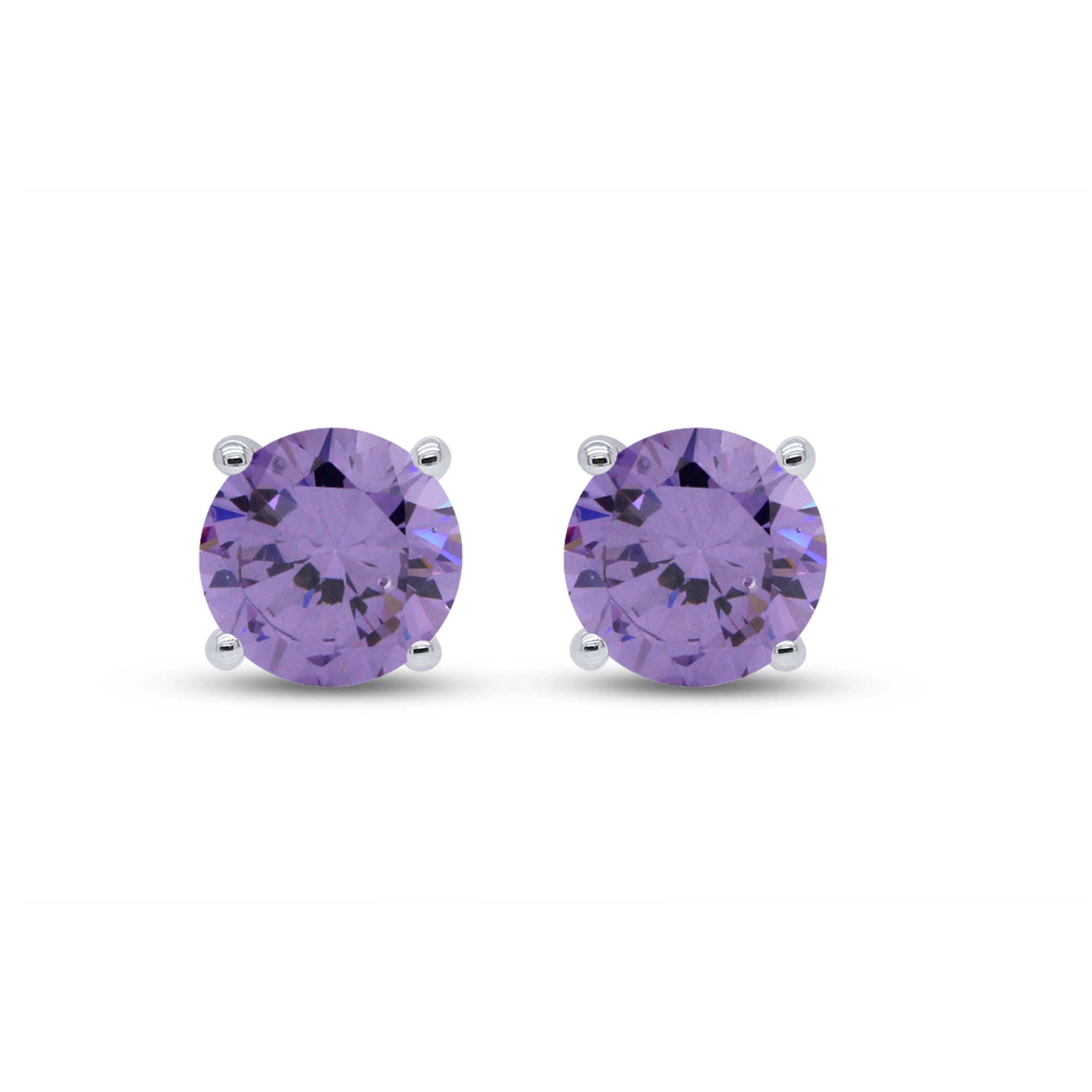 Birthstone Stud Earrings for Women, 4mm Round Simulated Gemstone Studs, Jewelry for Her (0.5 Ct)