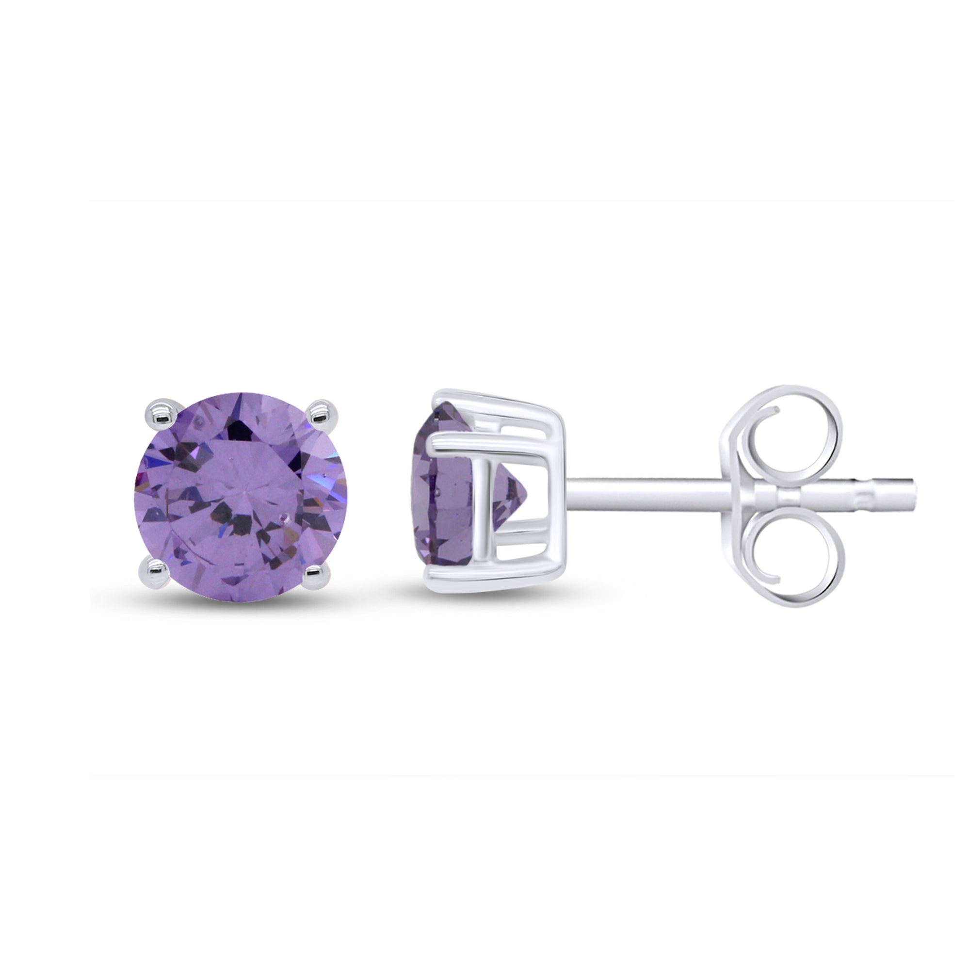 Birthstone Stud Earrings for Women, 4mm Round Simulated Gemstone Studs, Jewelry for Her (0.5 Ct)