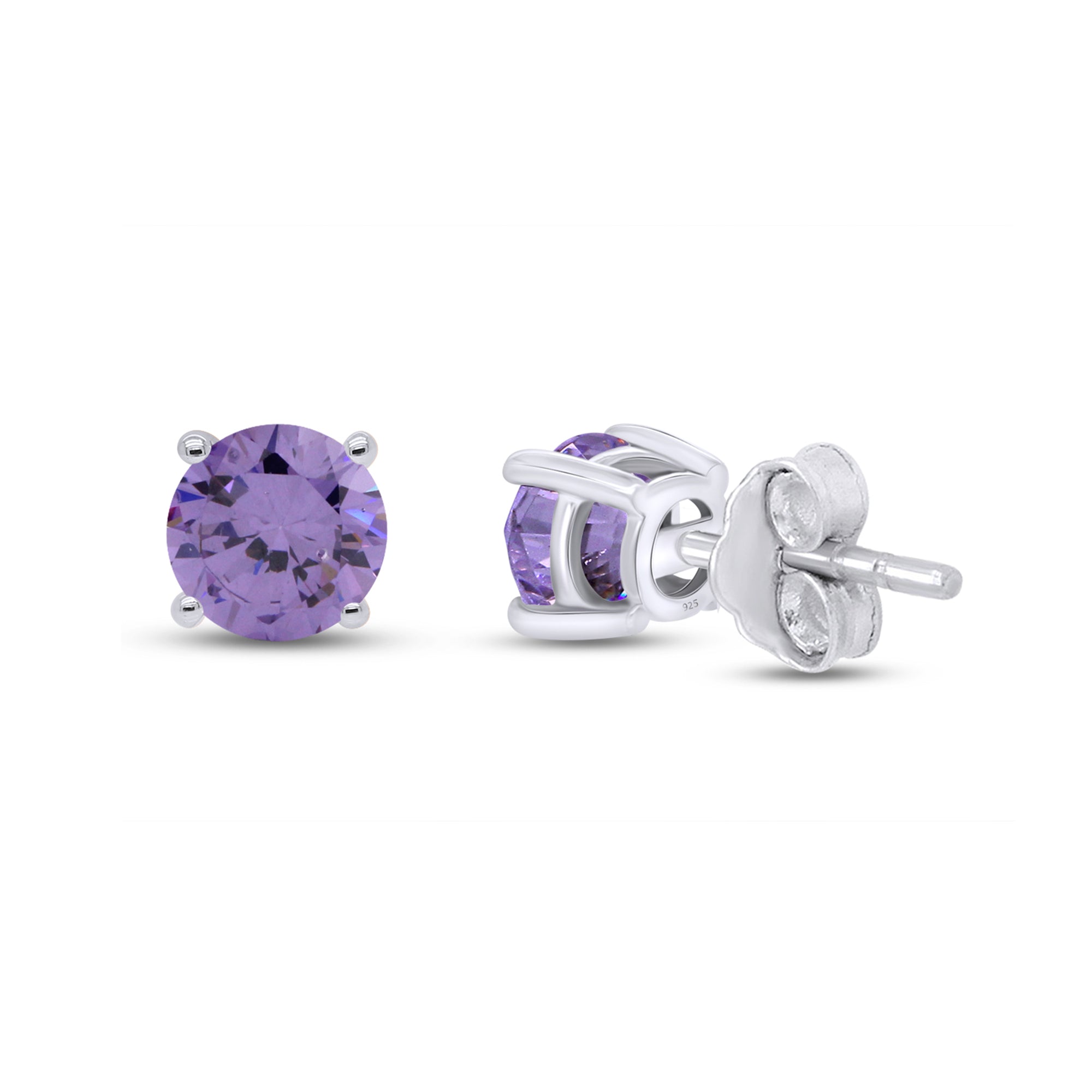 Birthstone Stud Earrings for Women, 4mm Round Simulated Gemstone Studs, Jewelry for Her (0.5 Ct)