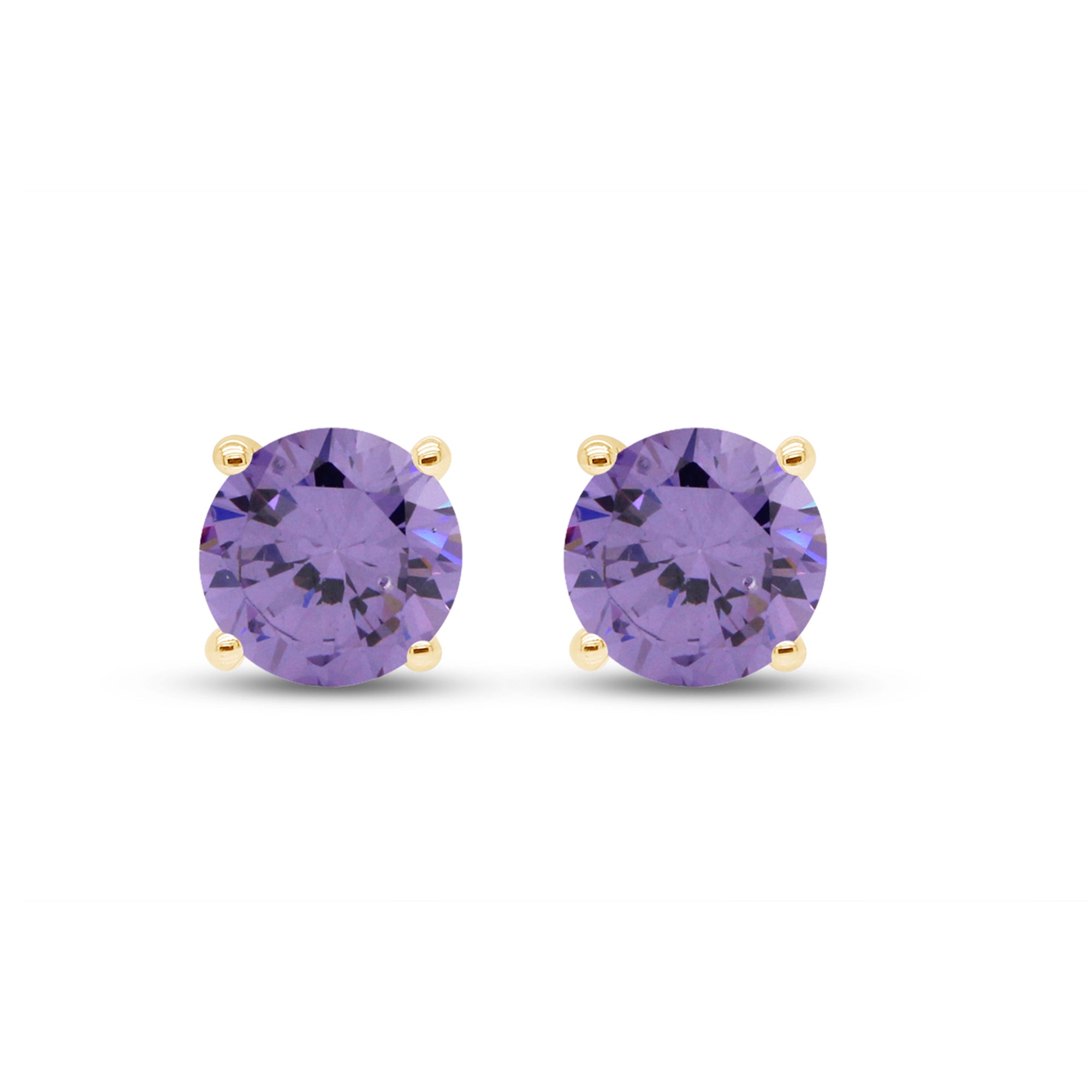 Birthstone Stud Earrings for Women, 4mm Round Simulated Gemstone Studs, Jewelry for Her (0.5 Ct)