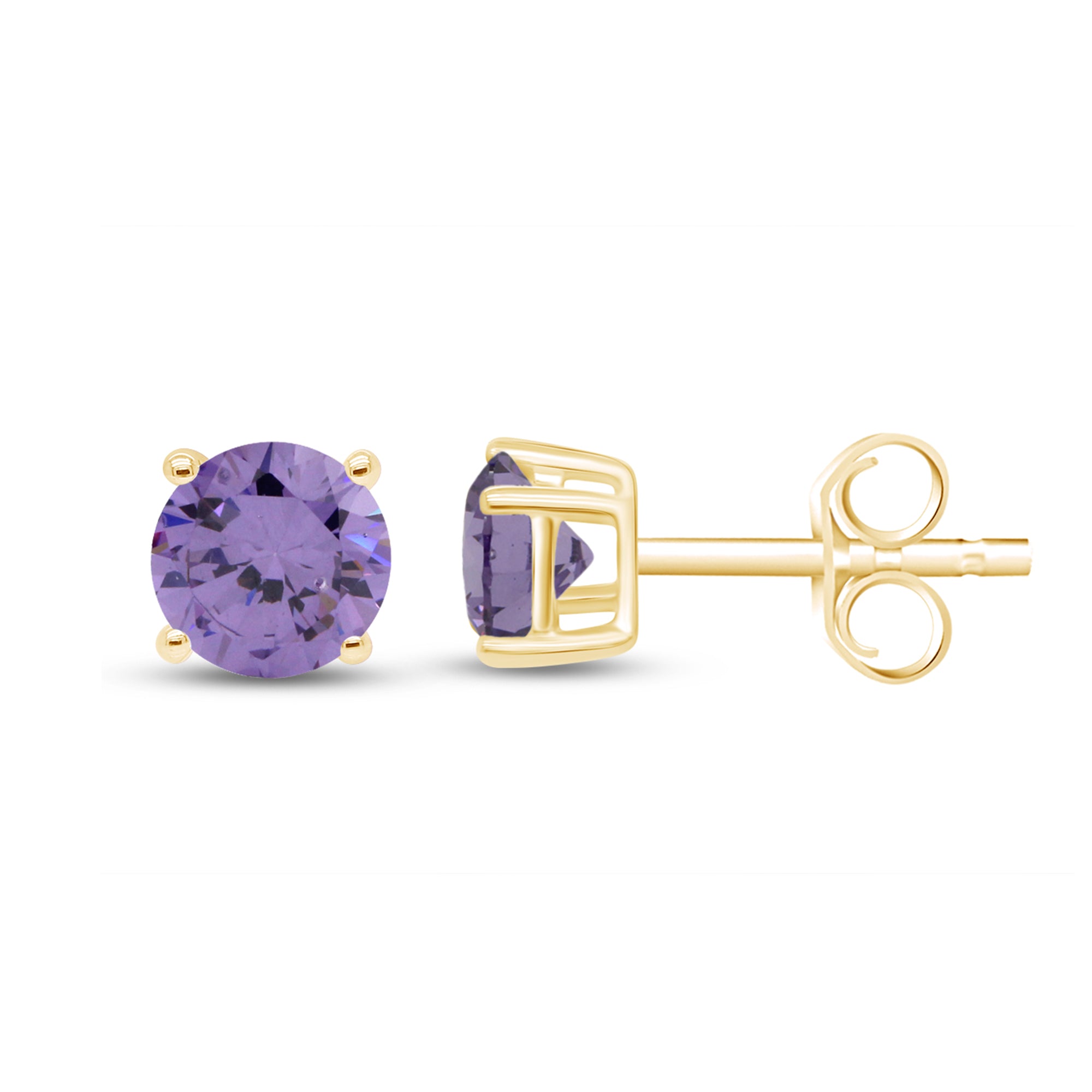 Birthstone Stud Earrings for Women, 4mm Round Simulated Gemstone Studs, Jewelry for Her (0.5 Ct)