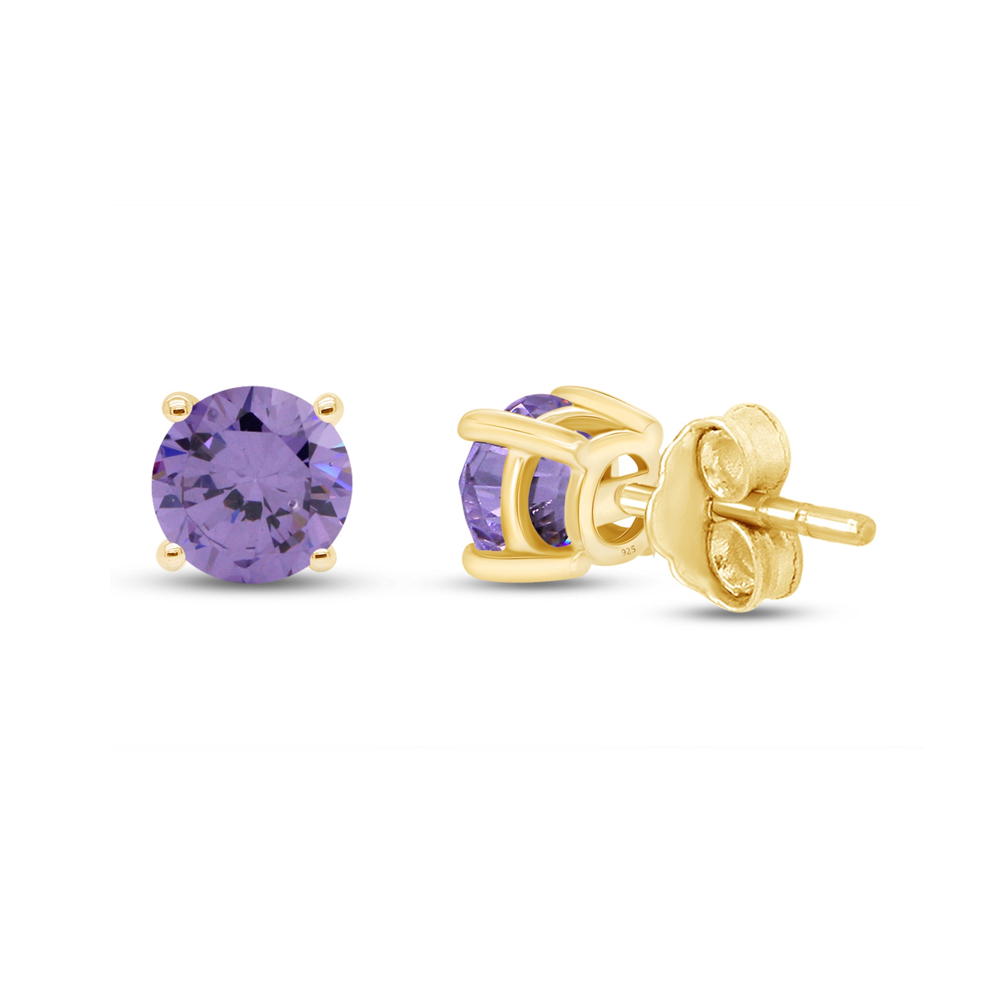 Birthstone Stud Earrings for Women, 4mm Round Simulated Gemstone Studs, Jewelry for Her (0.5 Ct)