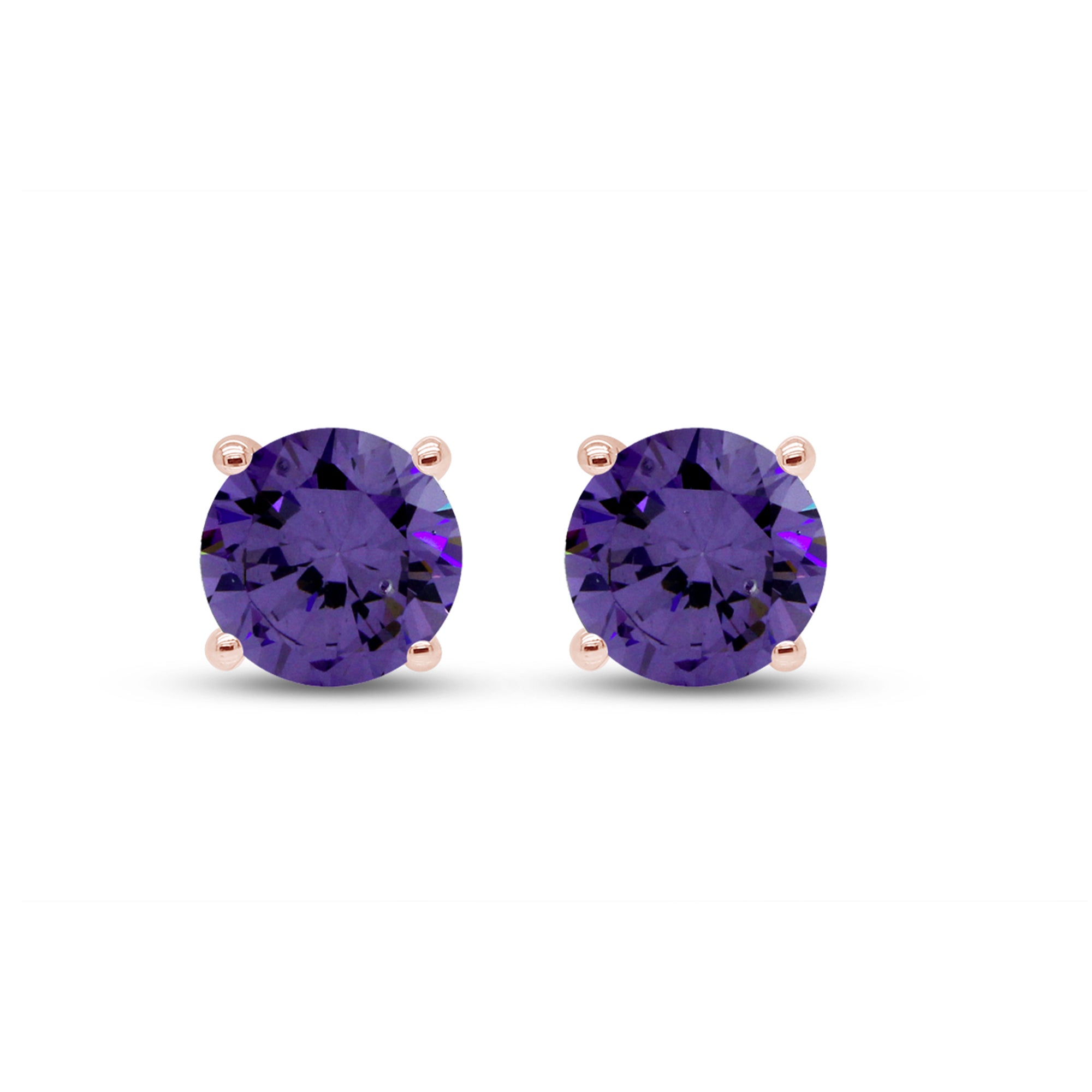 Birthstone Stud Earrings for Women, 4mm Round Simulated Gemstone Studs, Jewelry for Her (0.5 Ct)