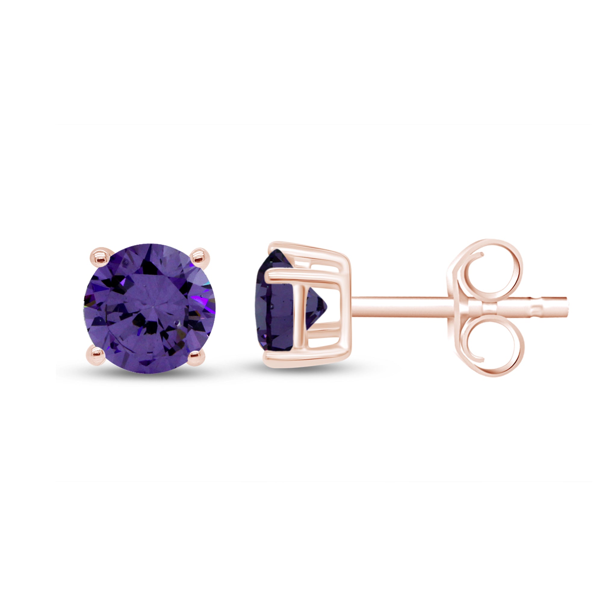 Birthstone Stud Earrings for Women, 4mm Round Simulated Gemstone Studs, Jewelry for Her (0.5 Ct)