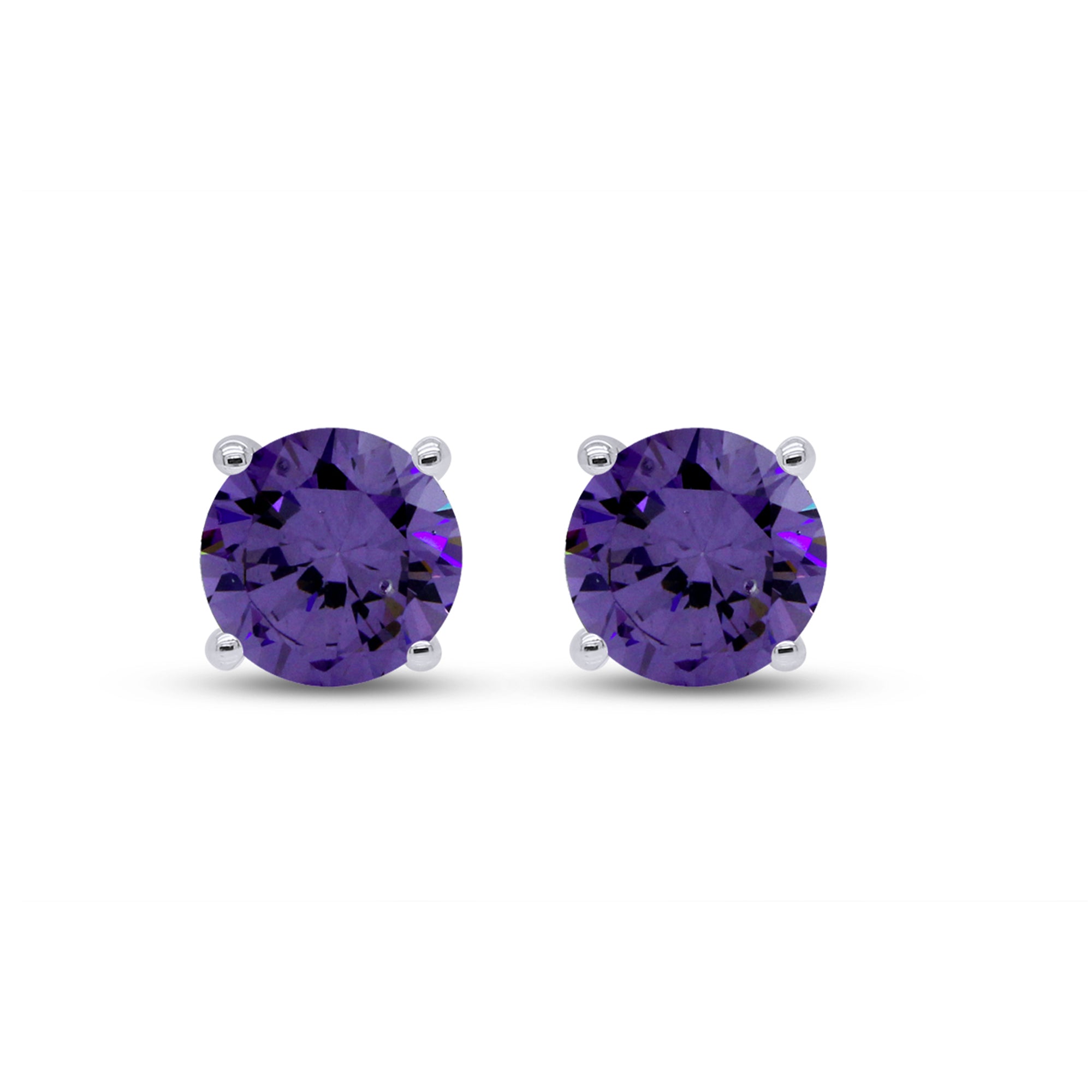 Birthstone Stud Earrings for Women, 4mm Round Simulated Gemstone Studs, Jewelry for Her (0.5 Ct)
