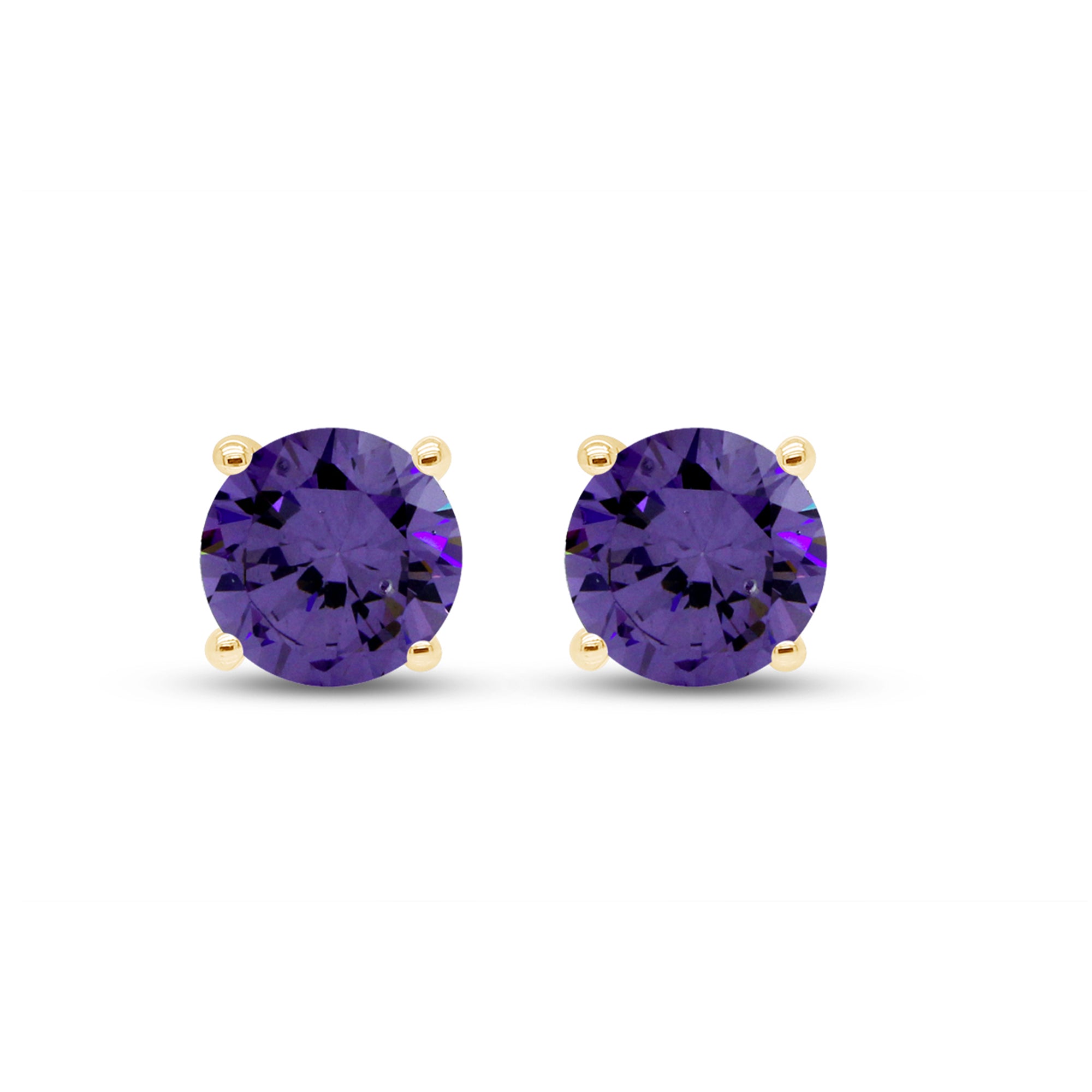 Birthstone Stud Earrings for Women, 4mm Round Simulated Gemstone Studs, Jewelry for Her (0.5 Ct)