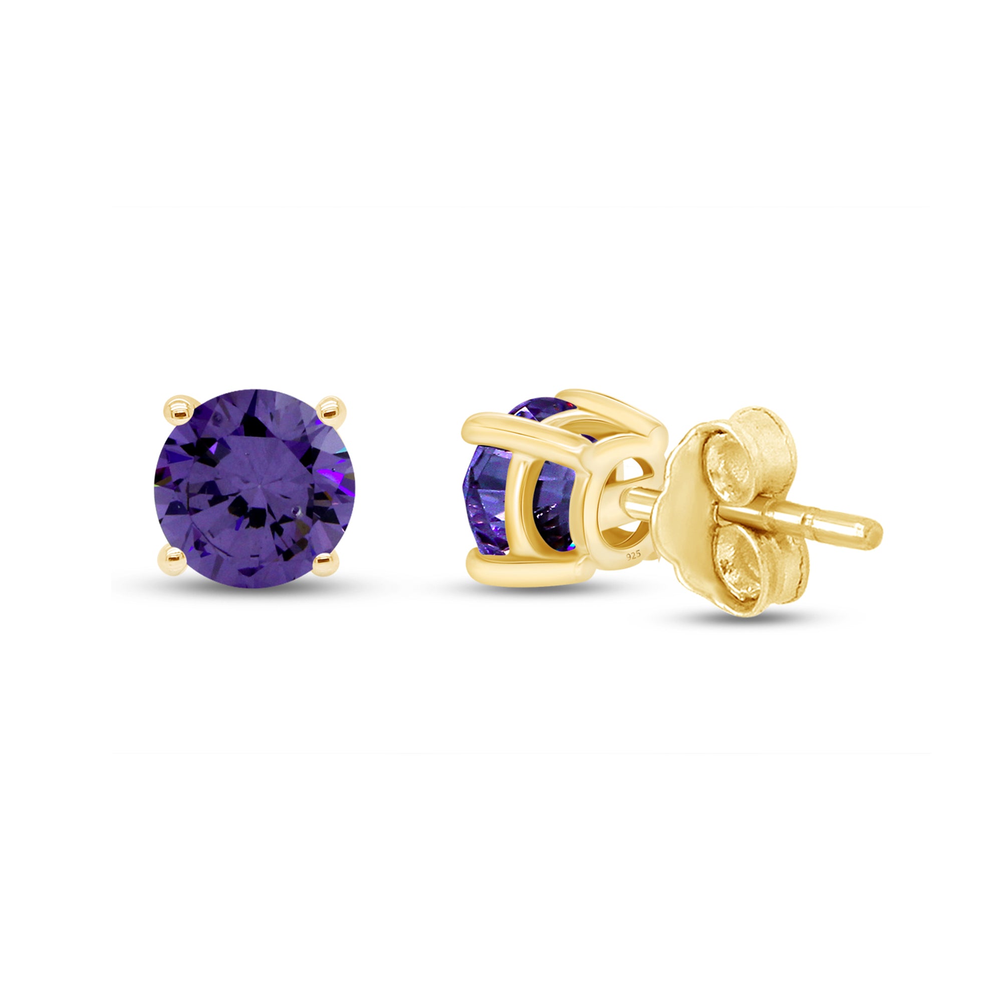 Birthstone Stud Earrings for Women, 4mm Round Simulated Gemstone Studs, Jewelry for Her (0.5 Ct)