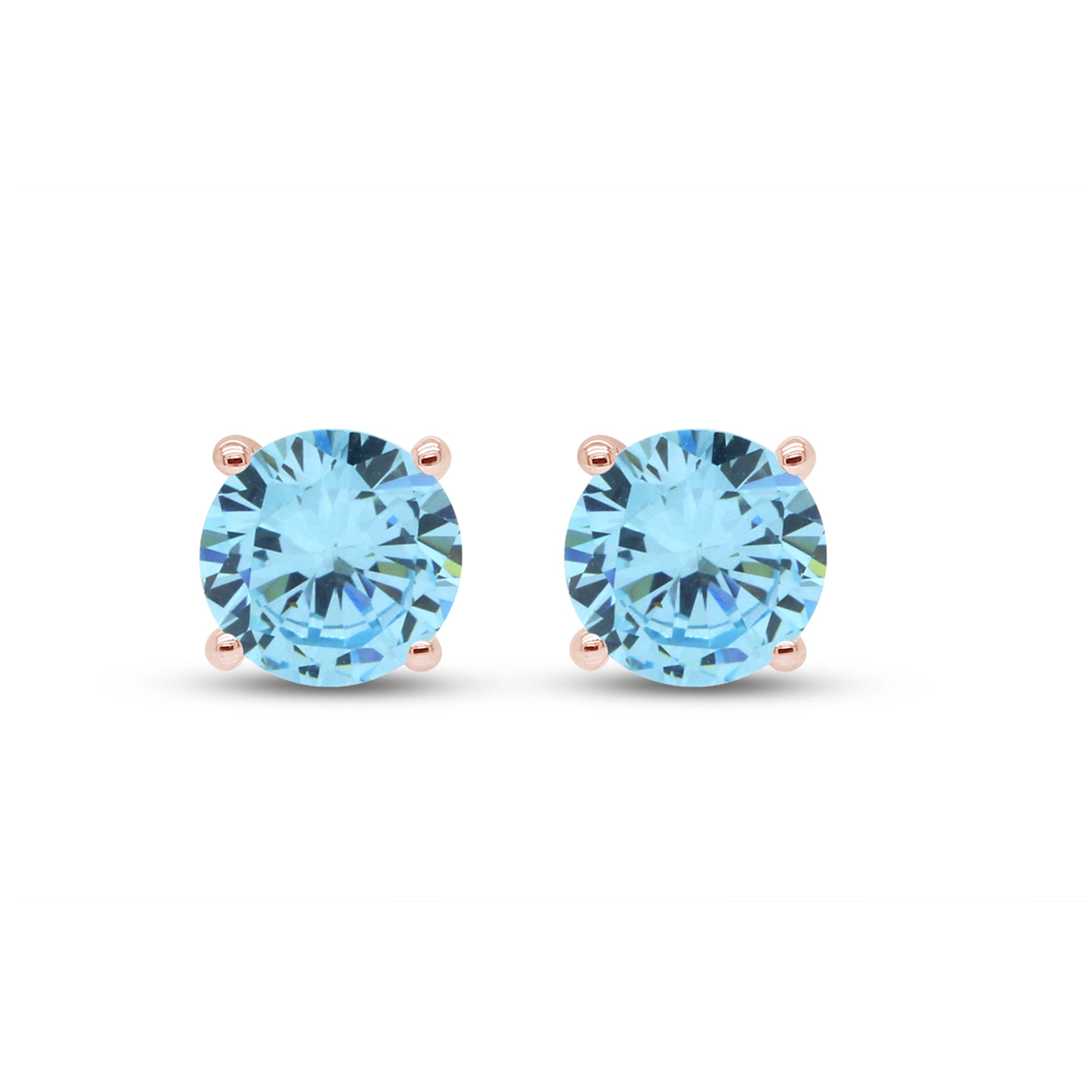Birthstone Stud Earrings for Women, 4mm Round Simulated Gemstone Studs, Jewelry for Her (0.5 Ct)