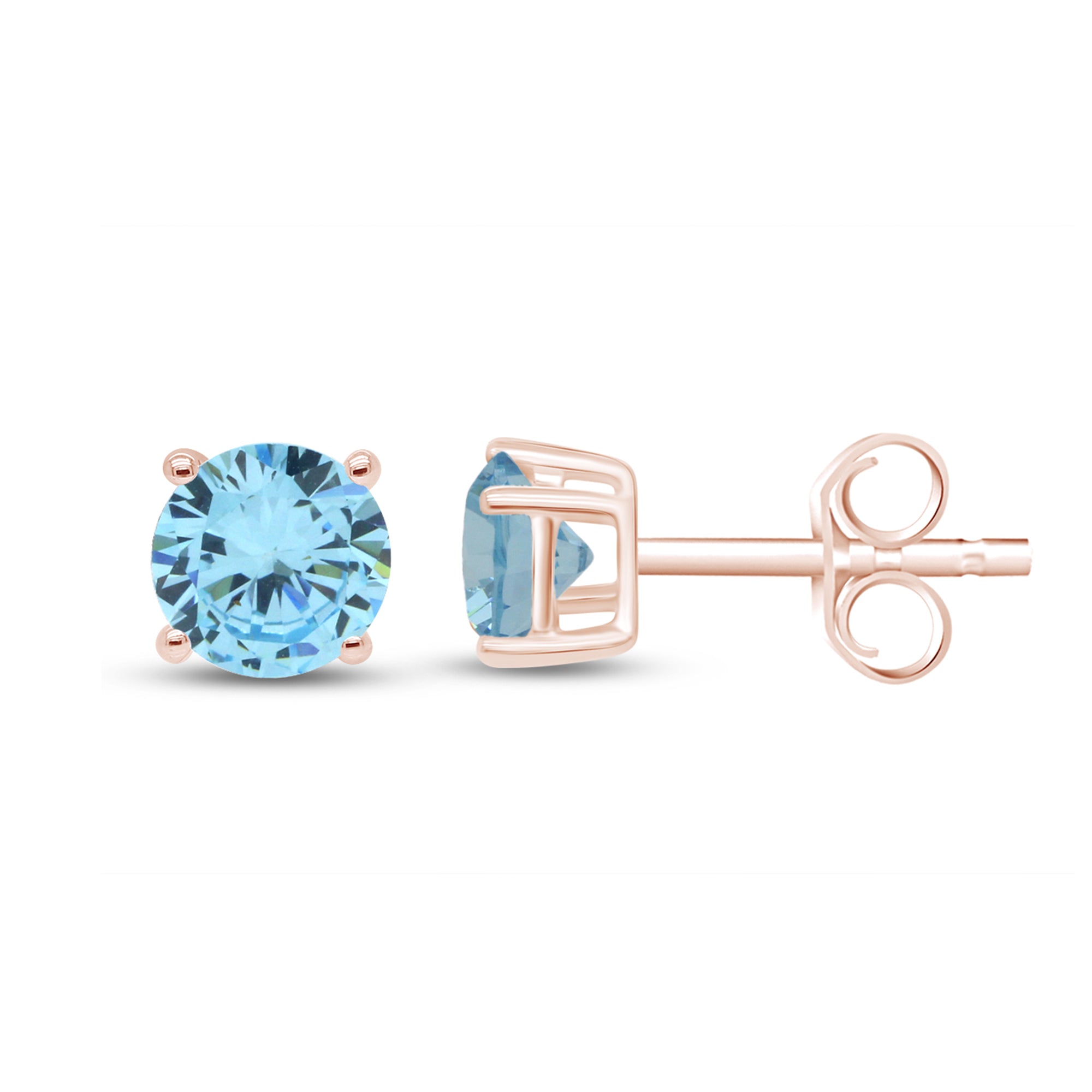 Birthstone Stud Earrings for Women, 4mm Round Simulated Gemstone Studs, Jewelry for Her (0.5 Ct)