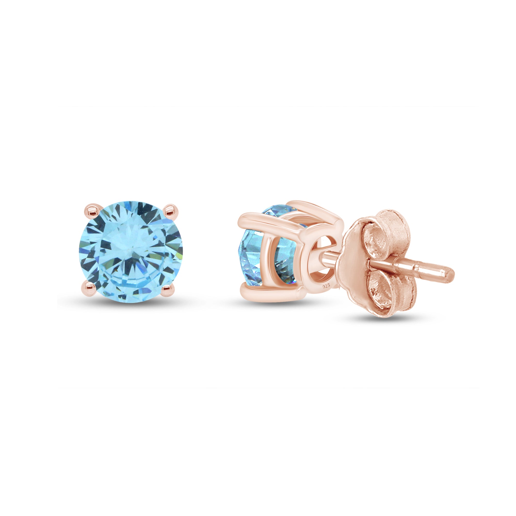 Birthstone Stud Earrings for Women, 4mm Round Simulated Gemstone Studs, Jewelry for Her (0.5 Ct)