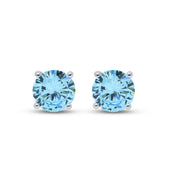 Birthstone Stud Earrings for Women, 4mm Round Simulated Gemstone Studs, Jewelry for Her (0.5 Ct)