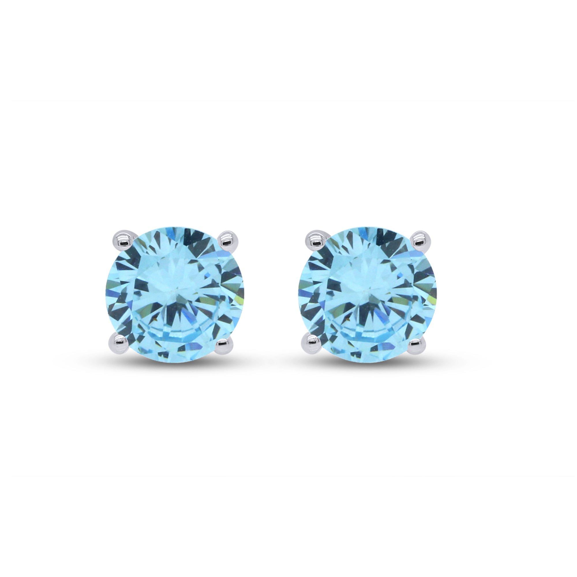 Birthstone Stud Earrings for Women, 4mm Round Simulated Gemstone Studs, Jewelry for Her (0.5 Ct)