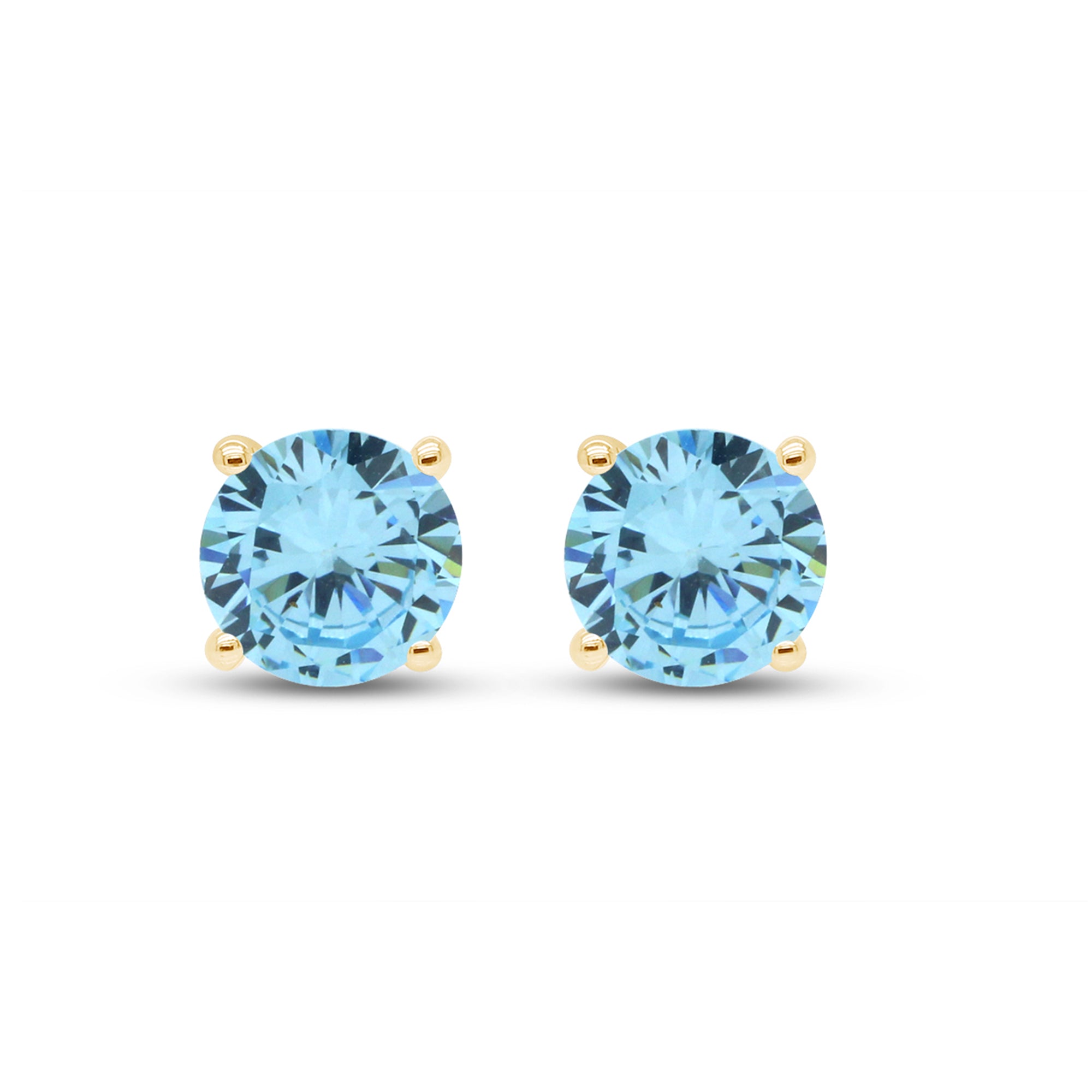 Birthstone Stud Earrings for Women, 4mm Round Simulated Gemstone Studs, Jewelry for Her (0.5 Ct)