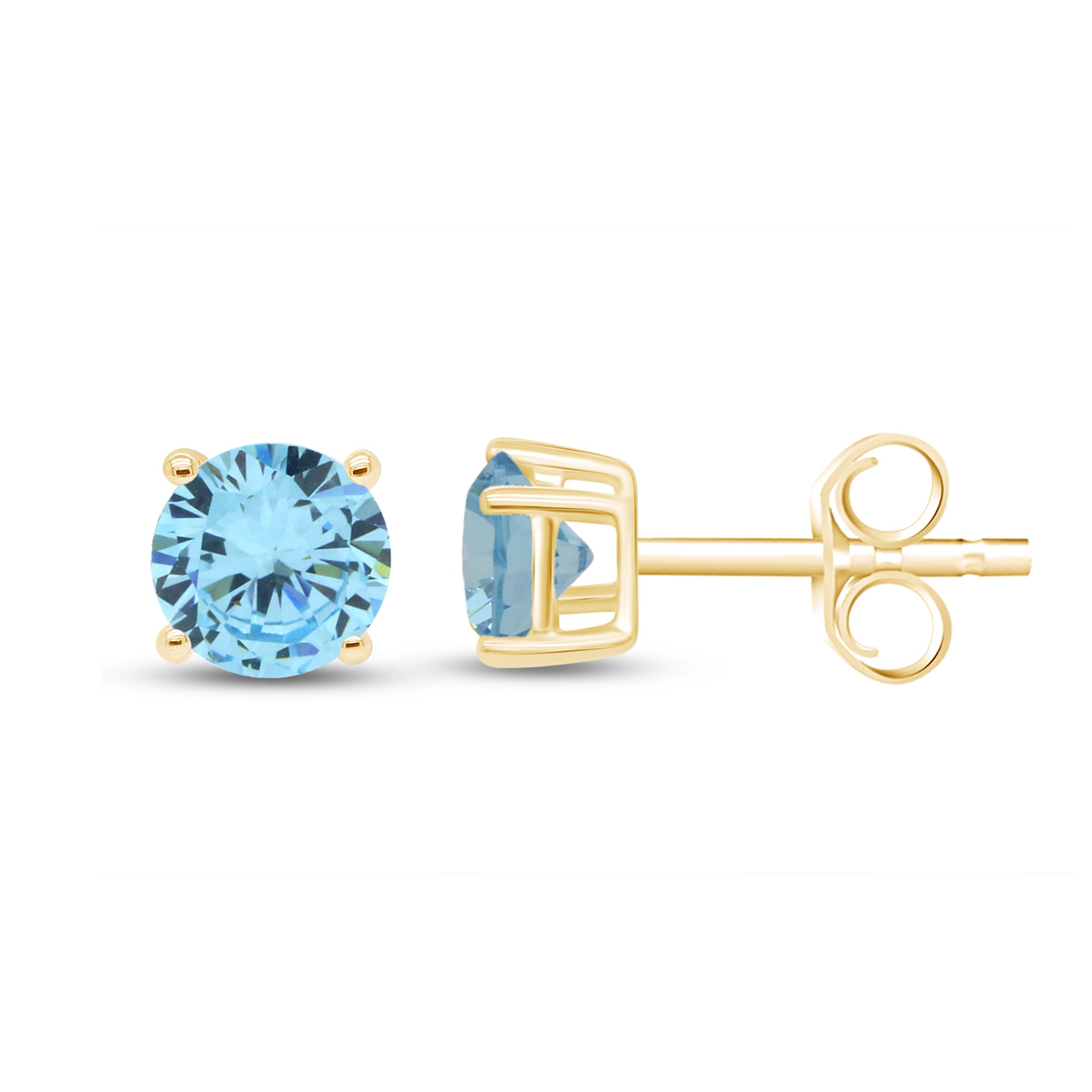 Birthstone Stud Earrings for Women, 4mm Round Simulated Gemstone Studs, Jewelry for Her (0.5 Ct)