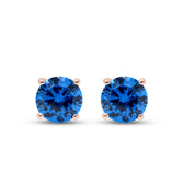 Birthstone Stud Earrings for Women, 4mm Round Simulated Gemstone Studs, Jewelry for Her (0.5 Ct)