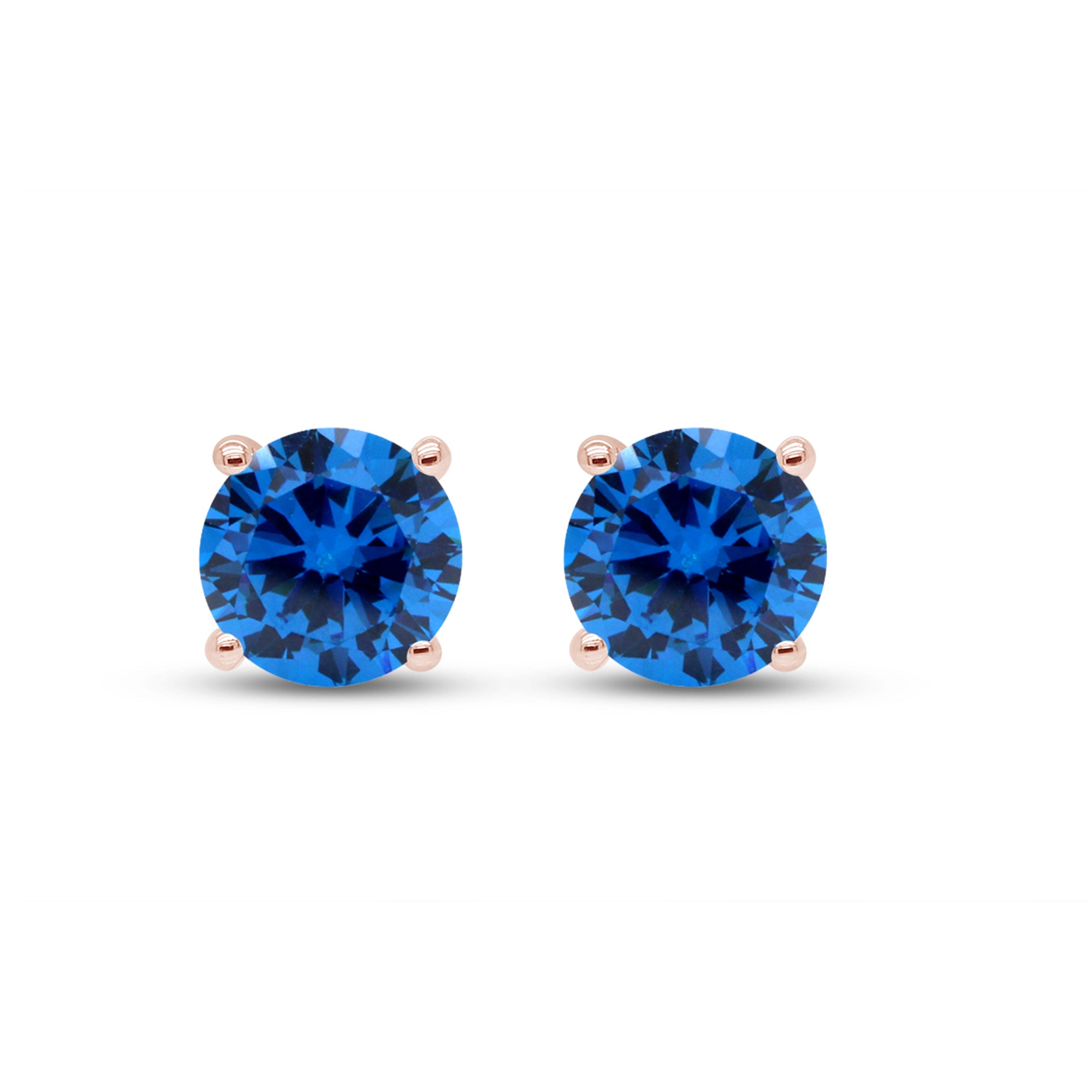 Birthstone Stud Earrings for Women, 4mm Round Simulated Gemstone Studs, Jewelry for Her (0.5 Ct)