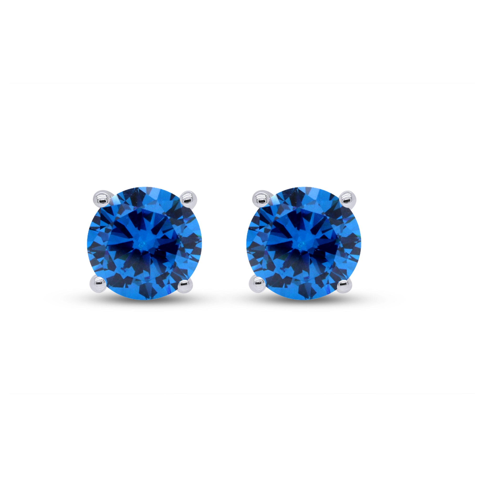 Birthstone Stud Earrings for Women, 4mm Round Simulated Gemstone Studs, Jewelry for Her (0.5 Ct)