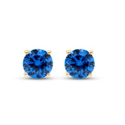 Birthstone Stud Earrings for Women, 4mm Round Simulated Gemstone Studs, Jewelry for Her (0.5 Ct)